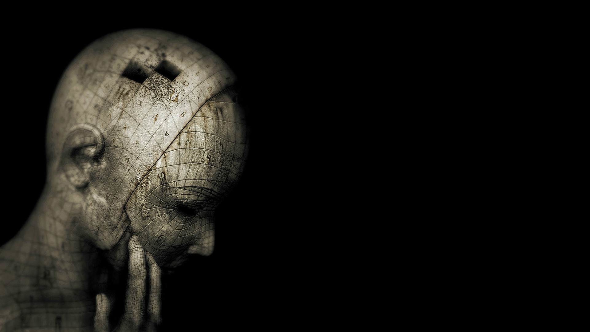 Volto cucito, Surreale, Sfondo nero, Full HD, wallpaper per PC