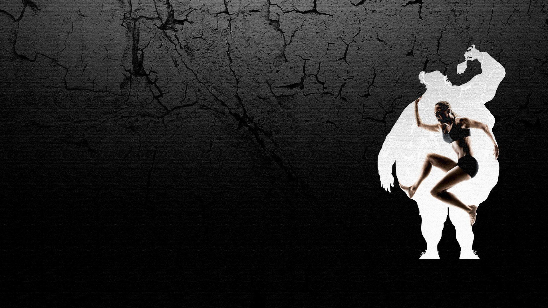 Silhouette, Donna e gorilla, Arte concettuale, Sfondo nero, Full HD, wallpaper per computer