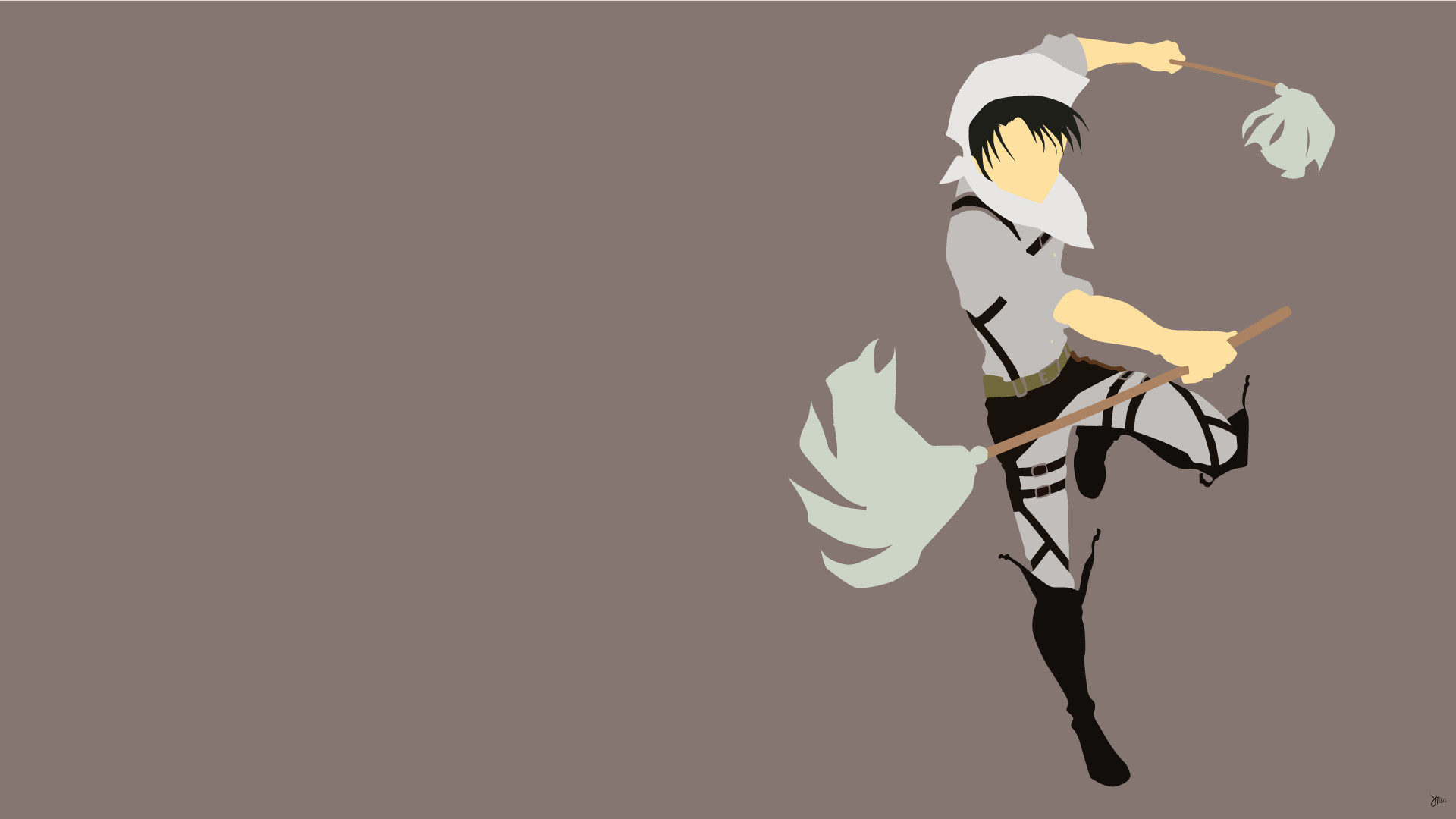 Levi Ackerman, L'attacco dei giganti, Pulizie, Minimalismo, 1920x1080, sfondo per PC