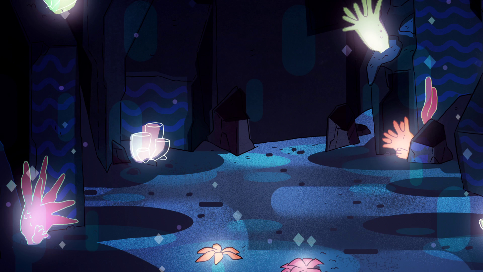 Steven Universe, Notte, Grotta, Blu, Full HD, sfondo per PC e portatile