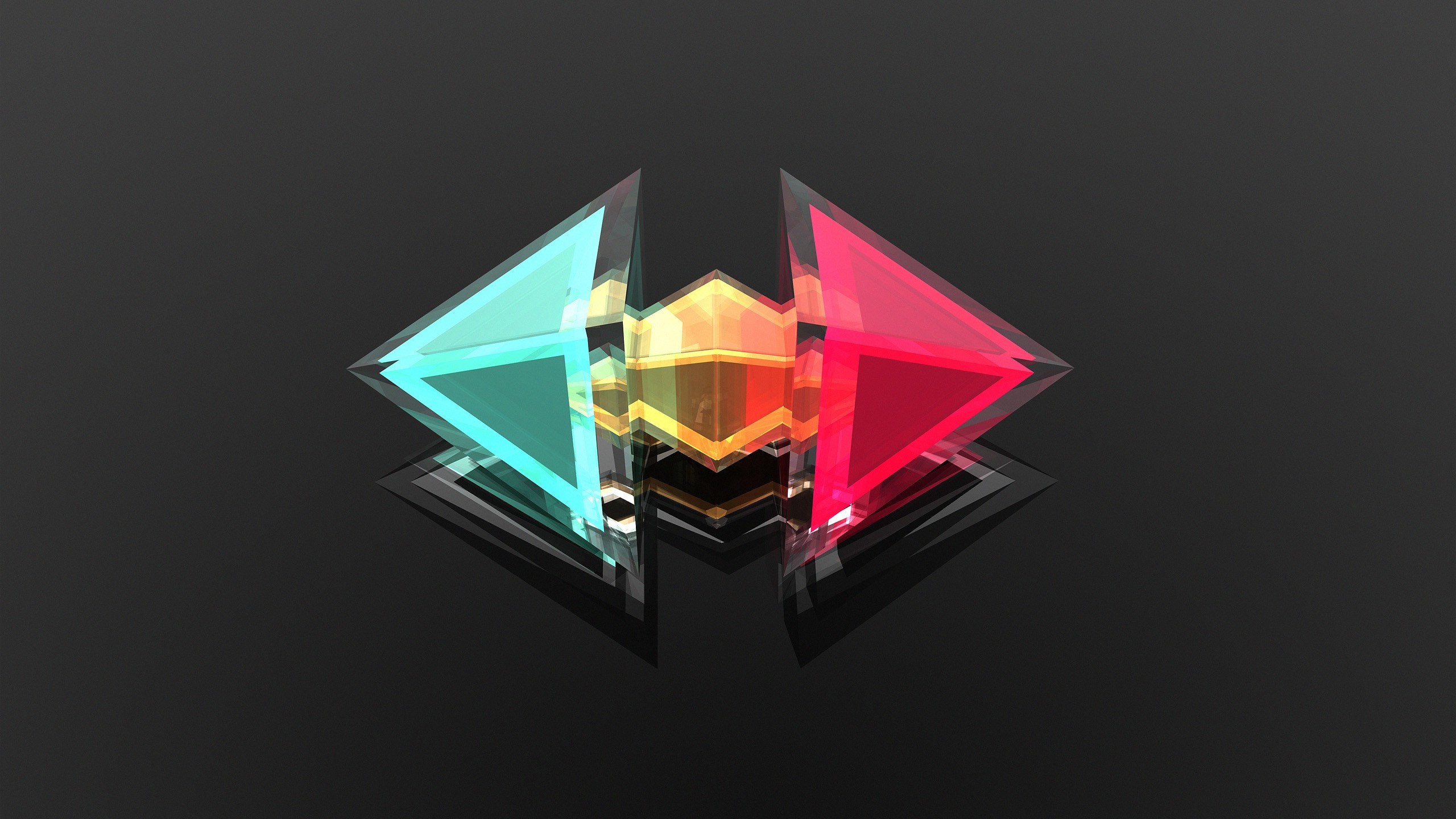 Astratto, Cristalli, Turchese e rosa, Sfondo grigio, 2K, wallpaper per computer