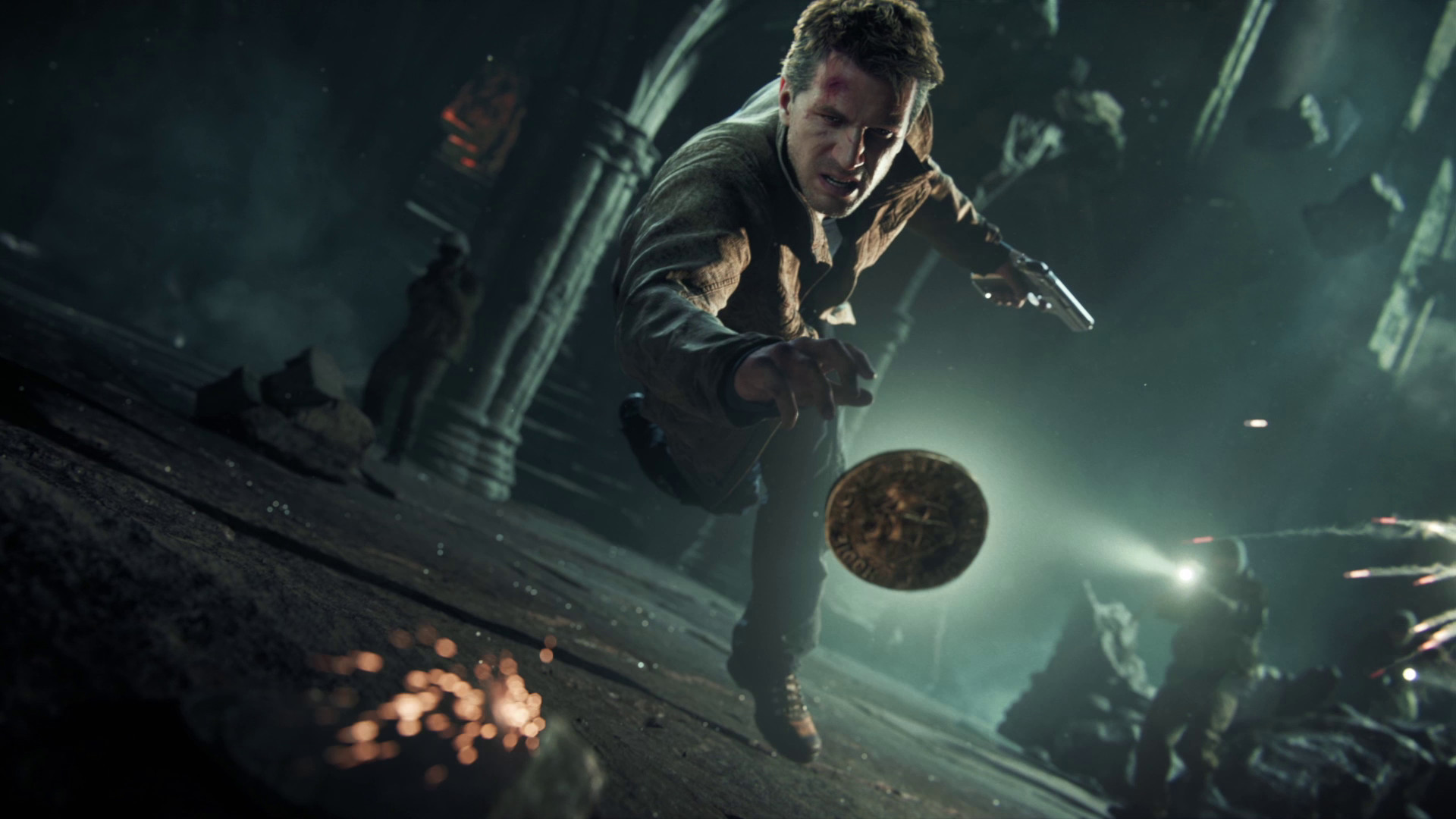 Nathan Drake, Uncharted 4, Pistola, Azione, Rovine, Full HD, sfondo desktop