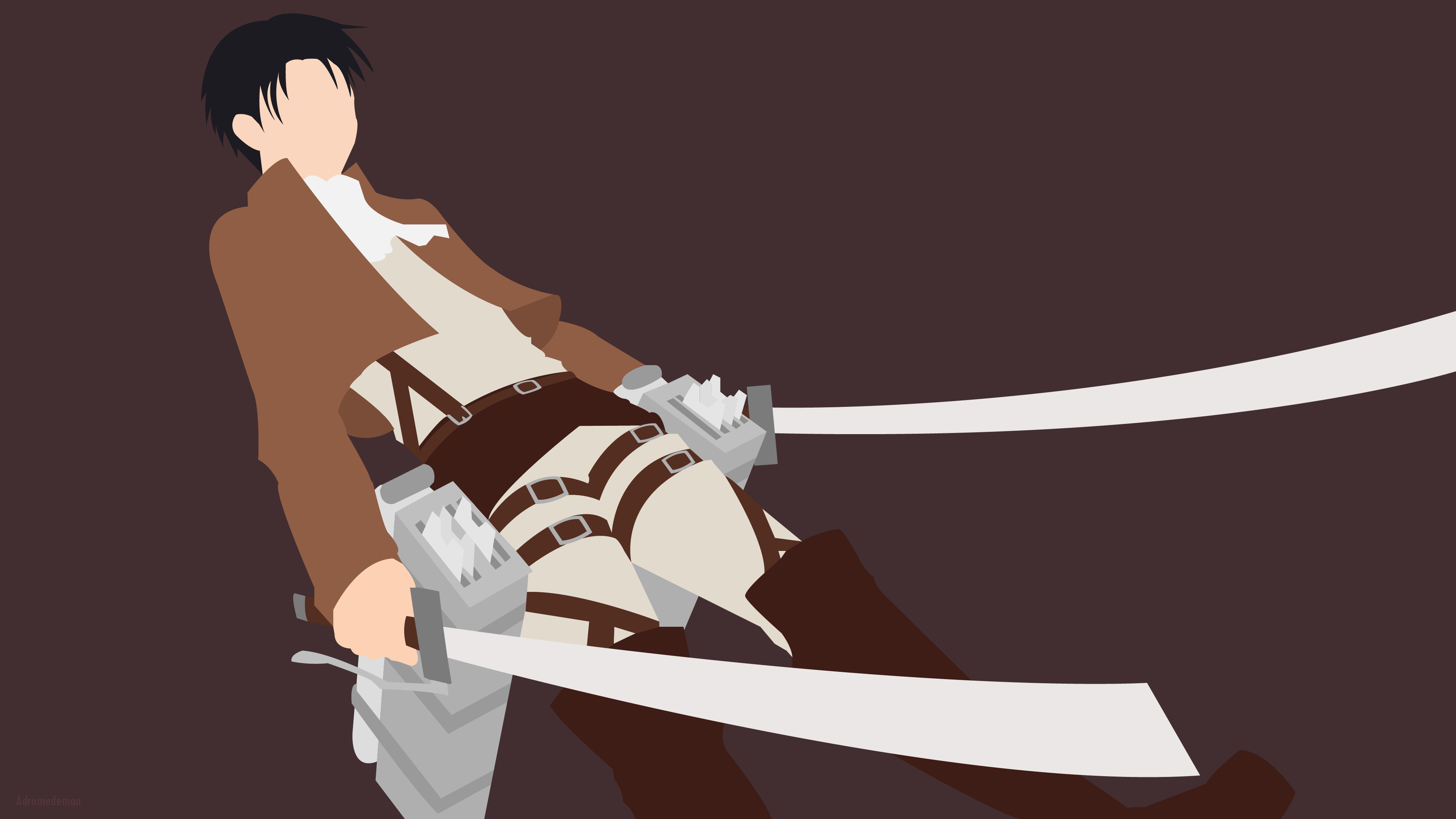 Levi Ackerman, L'attacco dei giganti, Minimalismo, Lame, 4K, sfondo desktop
