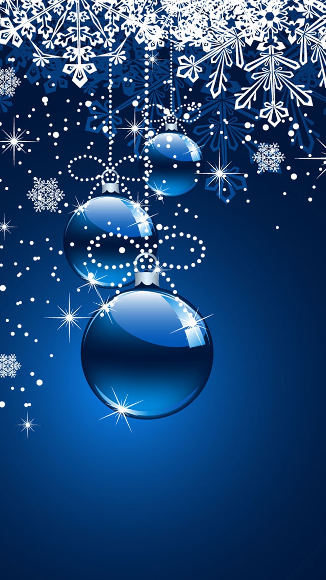 Natale, Palline di Natale, Fiocchi di neve, Blu, schermata Home iPhone
