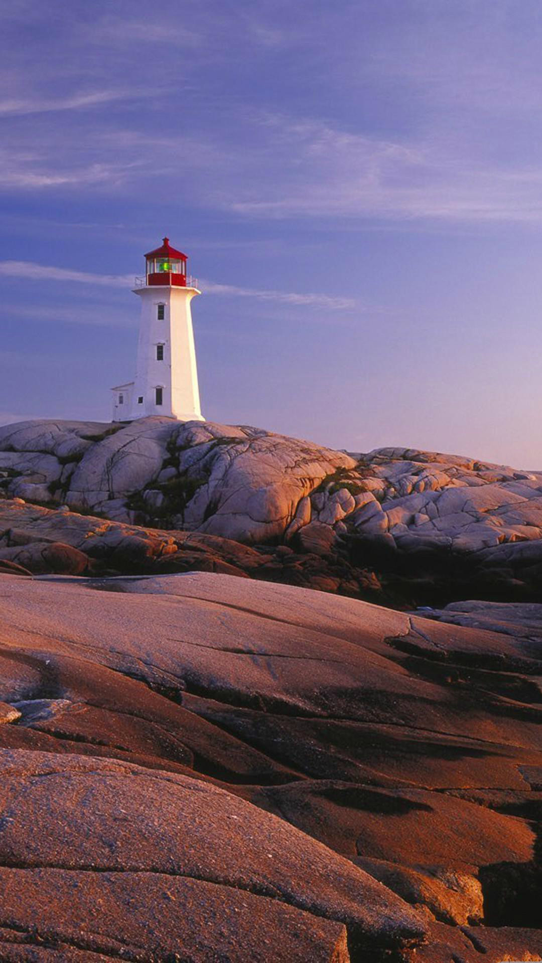 Faro di Peggy's Cove, Faro, Nuova Scozia, Rocce, Tramonto, sfondo iPhone 6 verticale