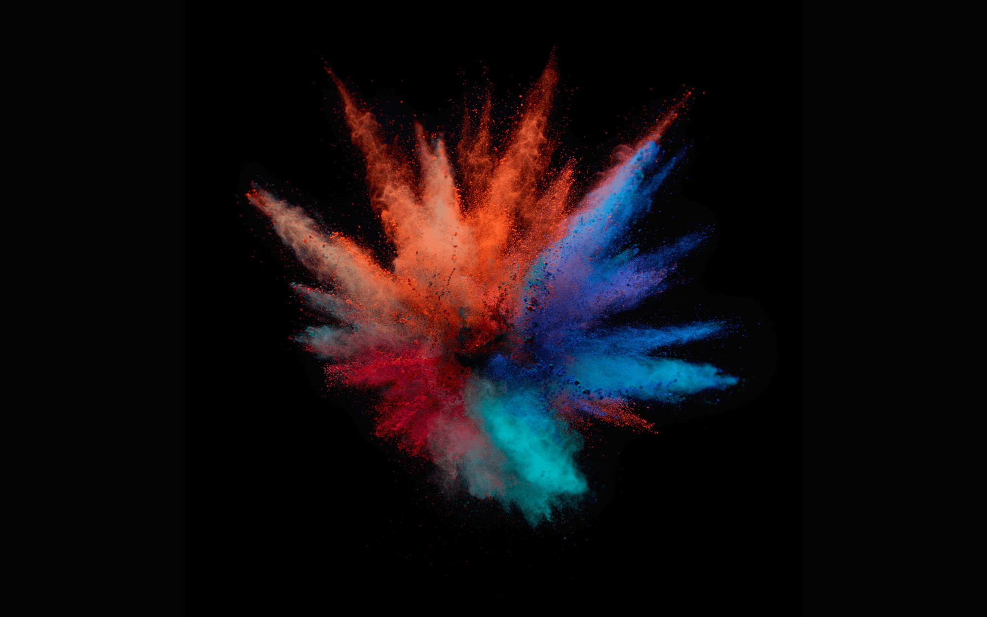 Polvere colorata, Esplosione, Sfondo nero, Full HD, wallpaper Mac