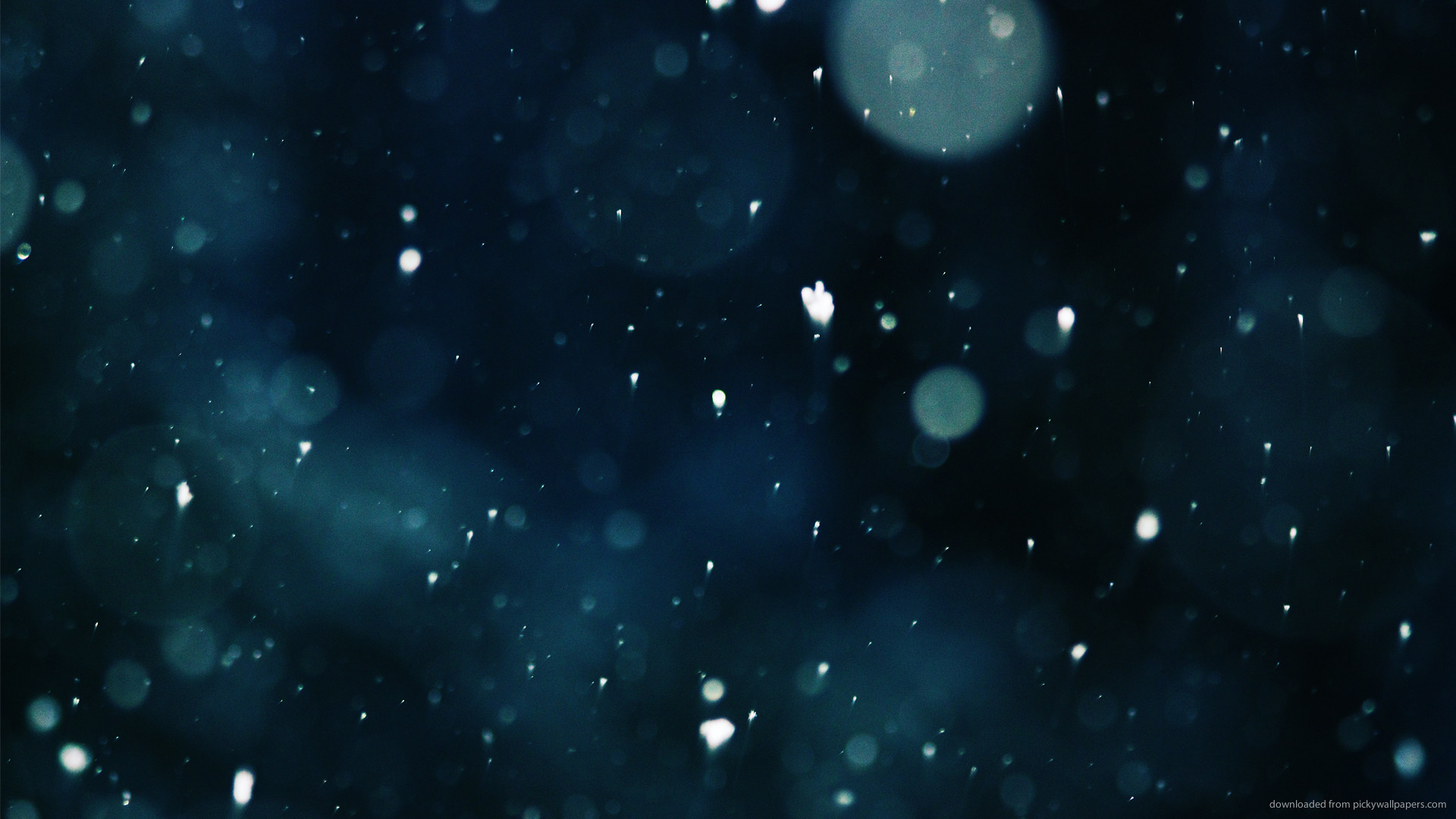 Bokeh, Neve, Notte, Blu scuro, Full HD 1080p, sfondo desktop