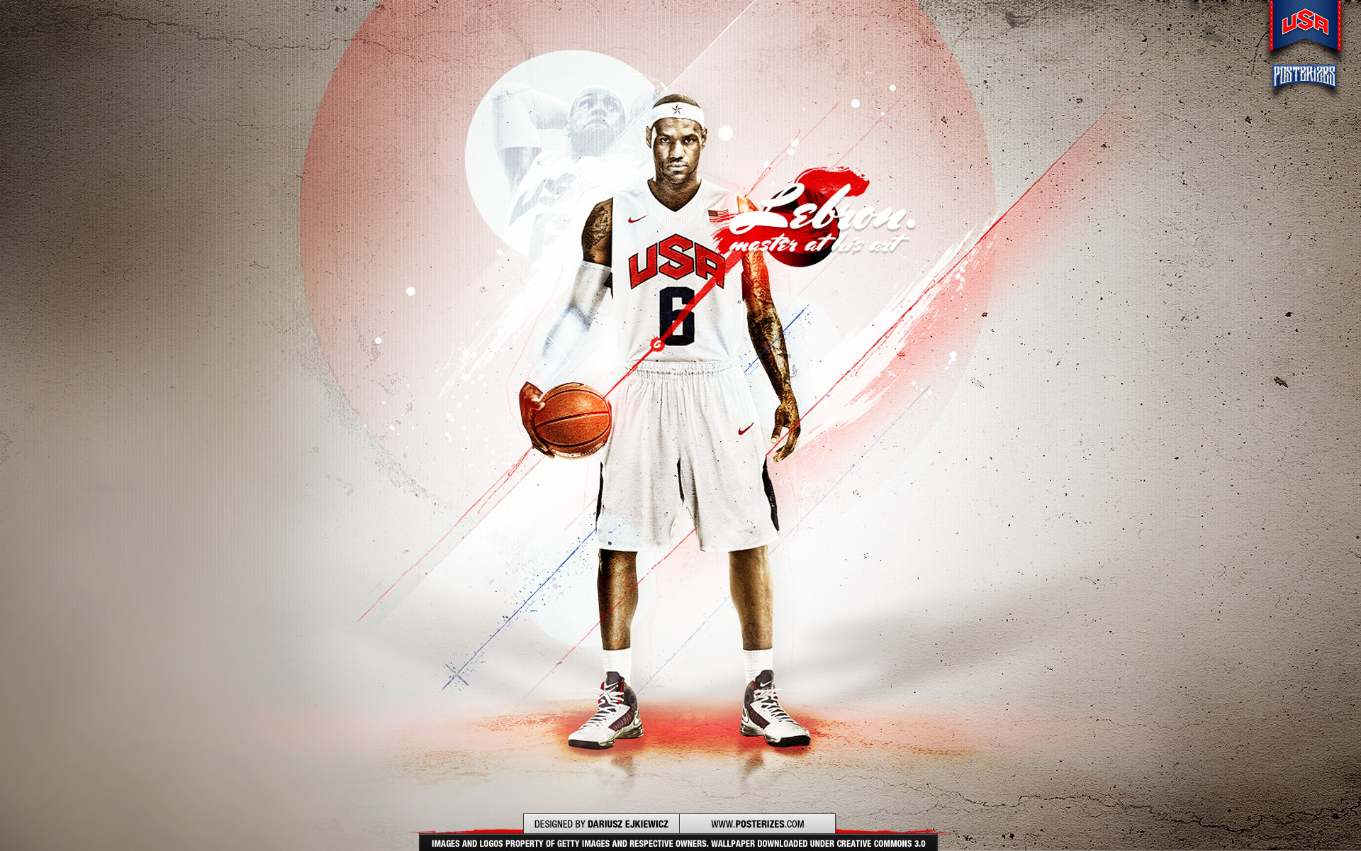 LeBron James, Team USA, Numero 6, Sfondo bianco, 16:10 Full HD, wallpaper widescreen