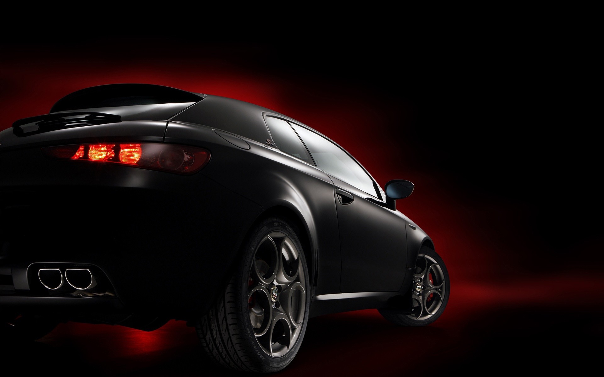 Alfa Romeo Brera, Alfa Romeo, Vista posteriore, Rosso e nero, 16:10 Full HD, sfondo widescreen