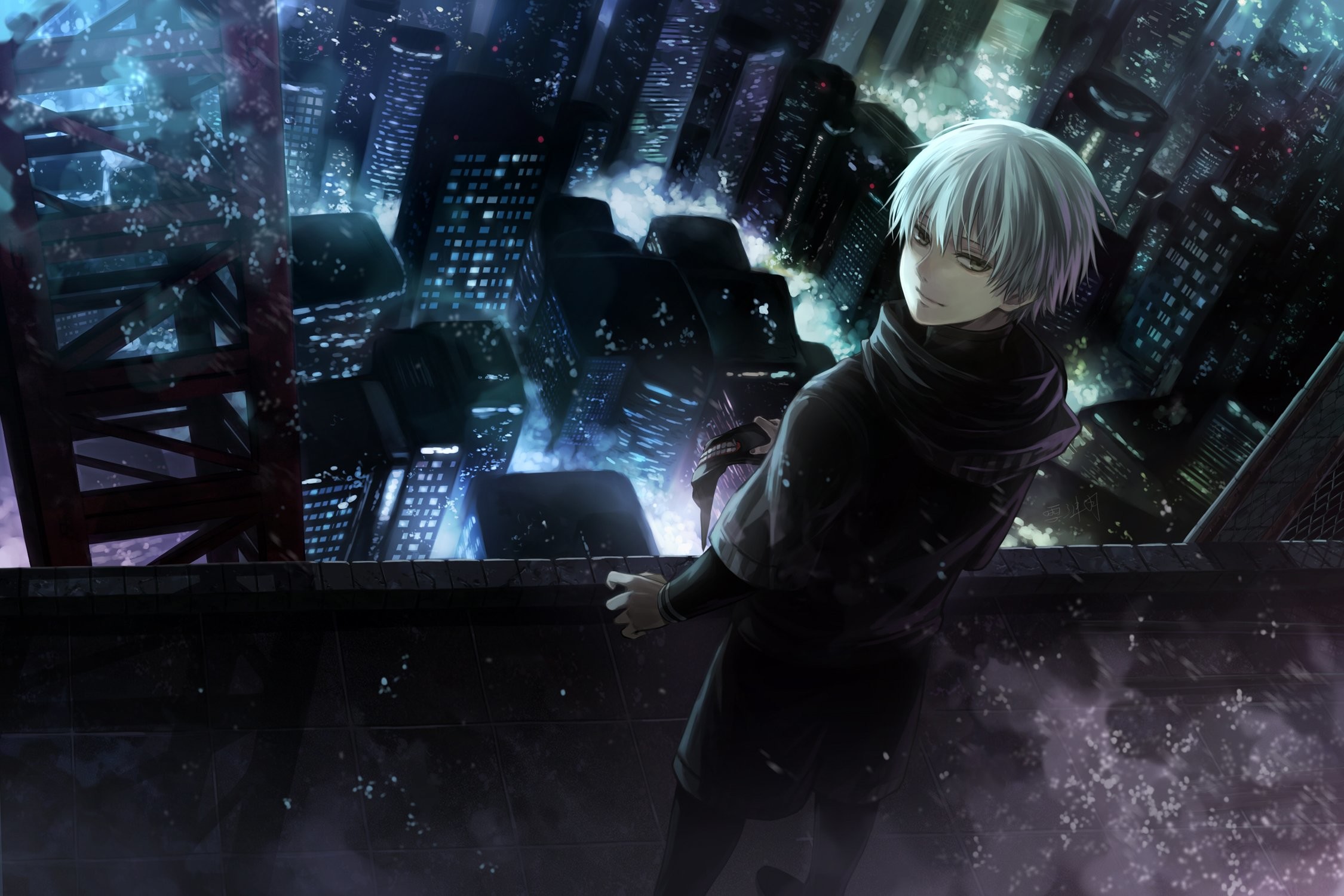 Ken Kaneki, Tokyo Ghoul, Città notturna, Anime, Full HD, sfondo per PC