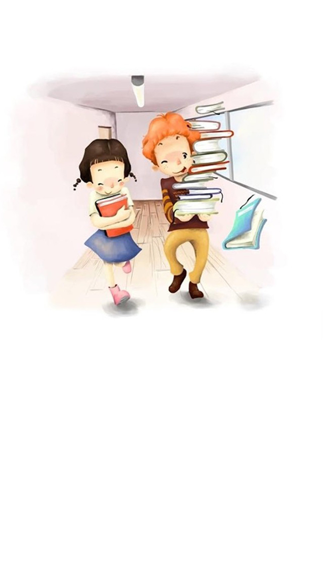 Bambini, Illustrazione, Libri, sfondo per iPhone e Android