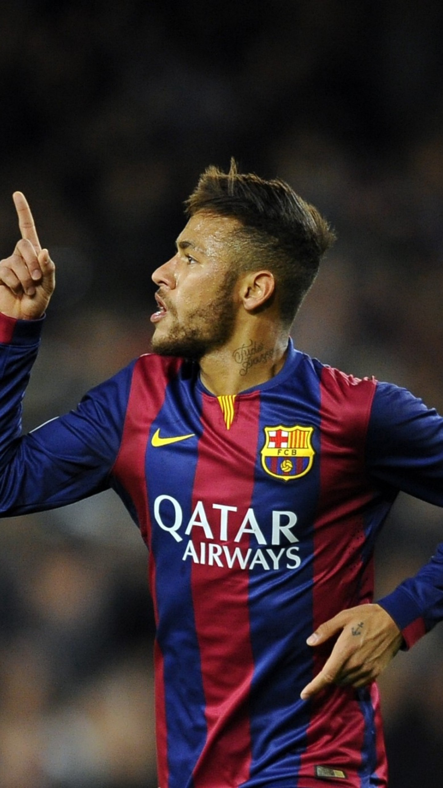 Neymar, FC Barcelona, Esultanza, Verticale, QHD+, sfondo per smartphone