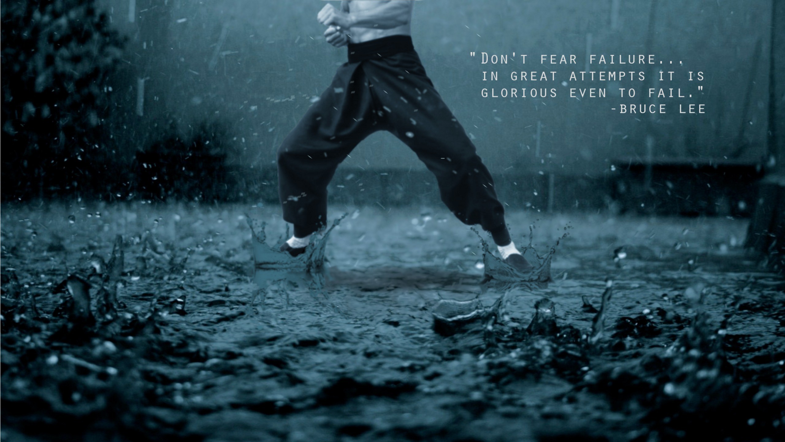 Bruce Lee, Citazione, Pioggia, Gambe, 2K, sfondo per PC e portatile