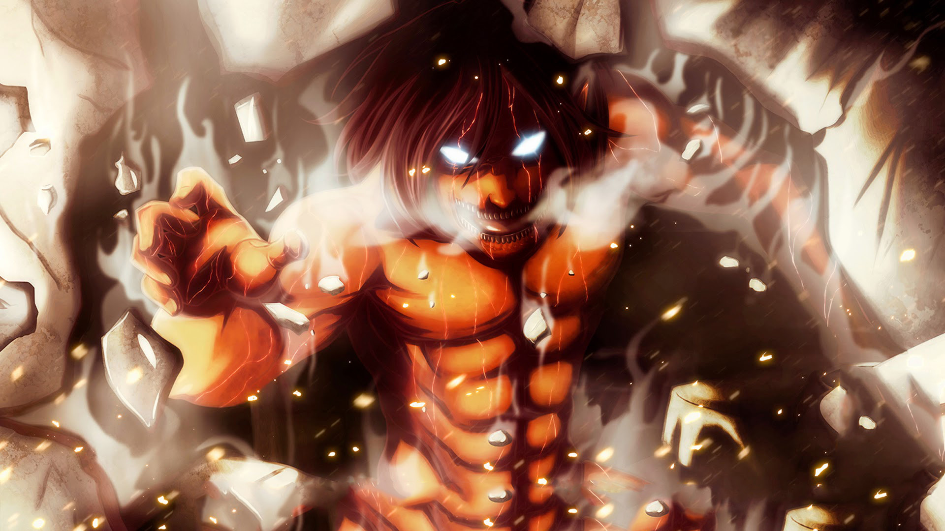 Eren Jaeger, Gigante d'attacco, L'attacco dei giganti, Vapore, 16:9 Full HD, sfondo widescreen