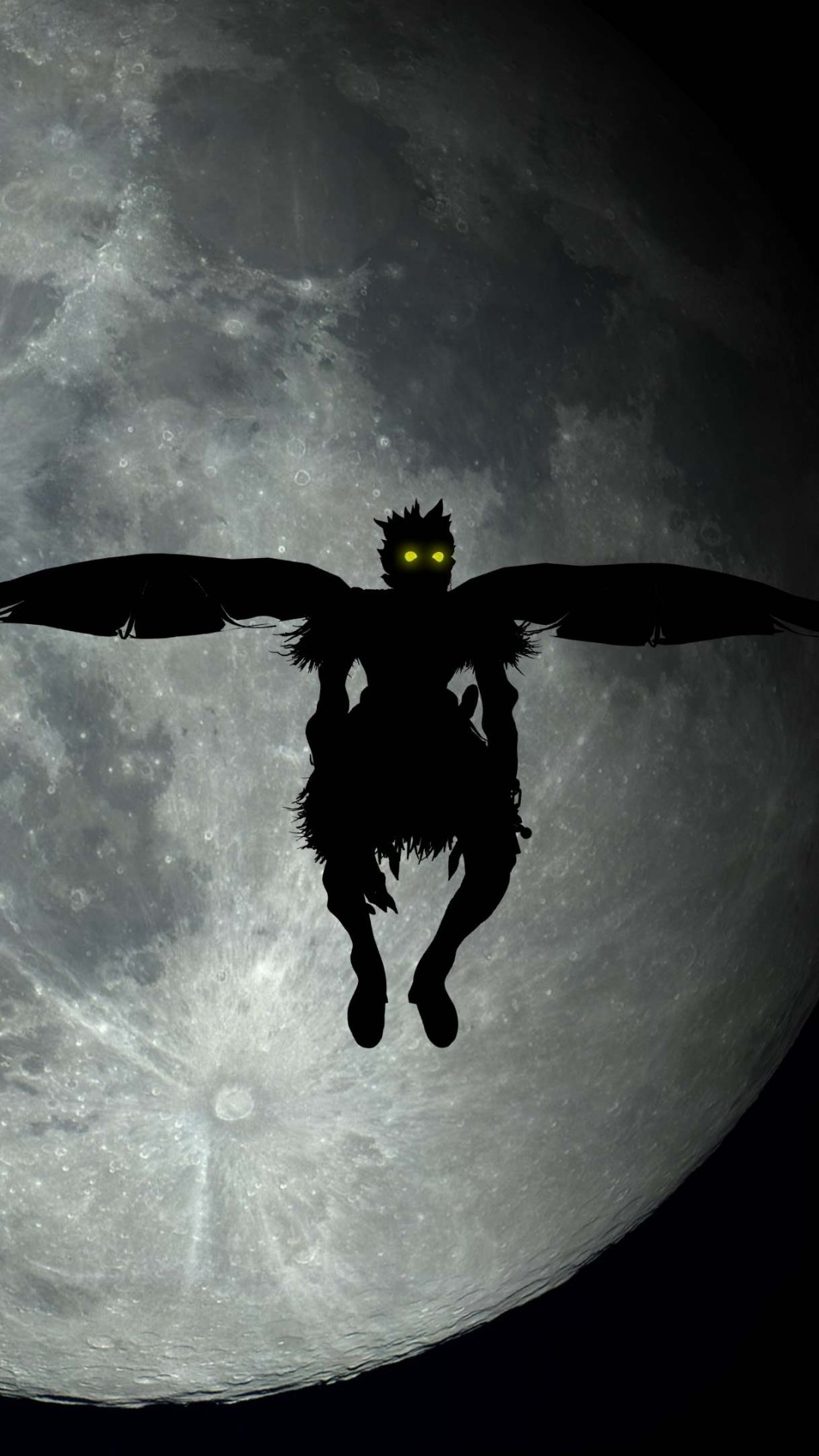 Ryuk, Death Note, Luna piena, Silhouette, Shinigami, sfondo per iPhone e Android