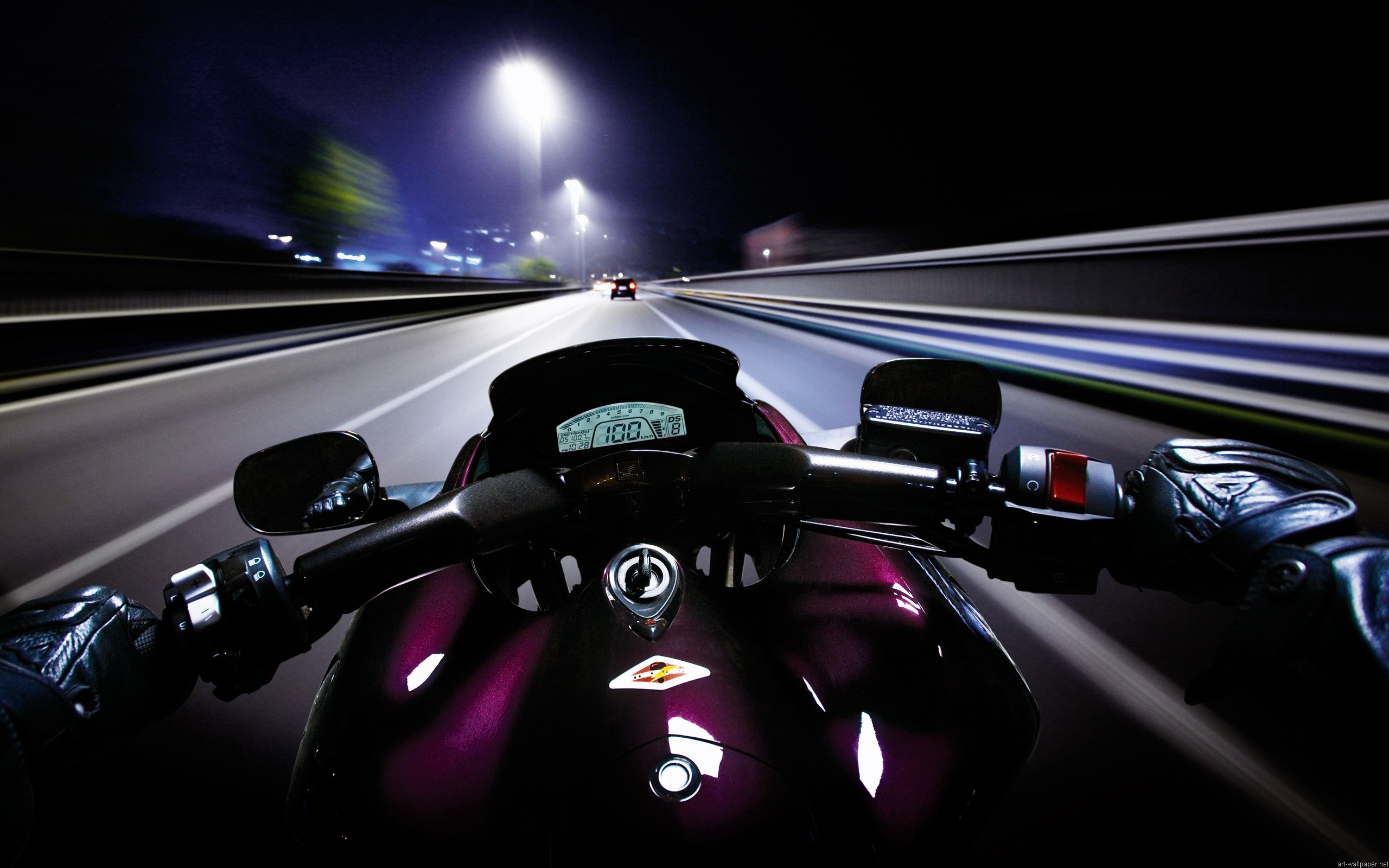 Moto, Velocità, Notte, Strada, Prima persona, 2K, immagine di sfondo PC