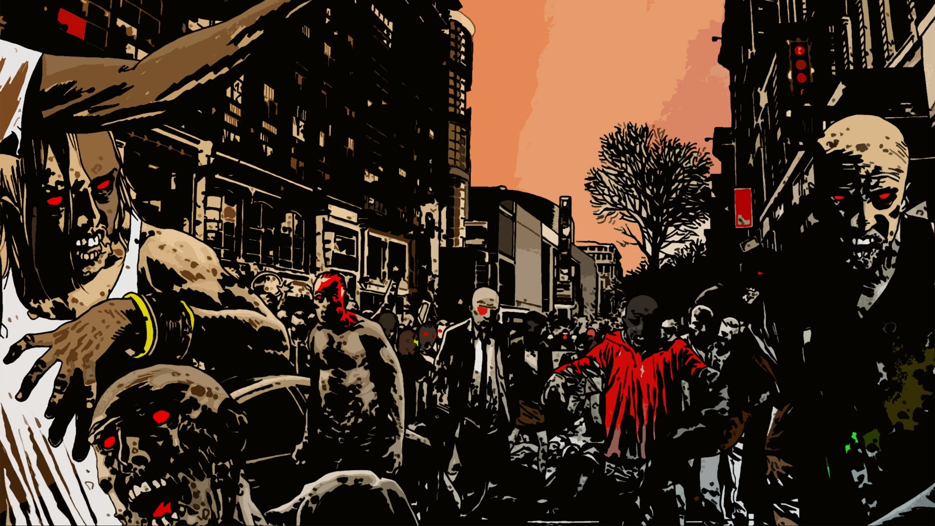 Zombi, Fumetto, Città, Apocalisse, Orda, Full HD, sfondo per PC