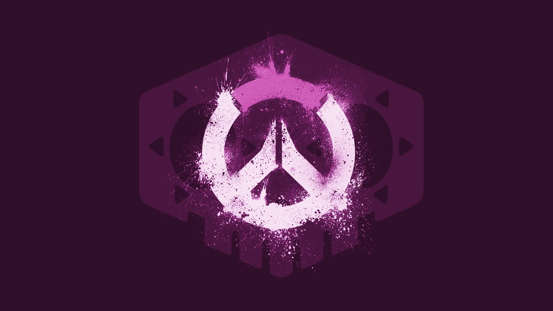 Logo Overwatch, Overwatch, Sfondo viola, Grunge, Full HD, wallpaper per portatile