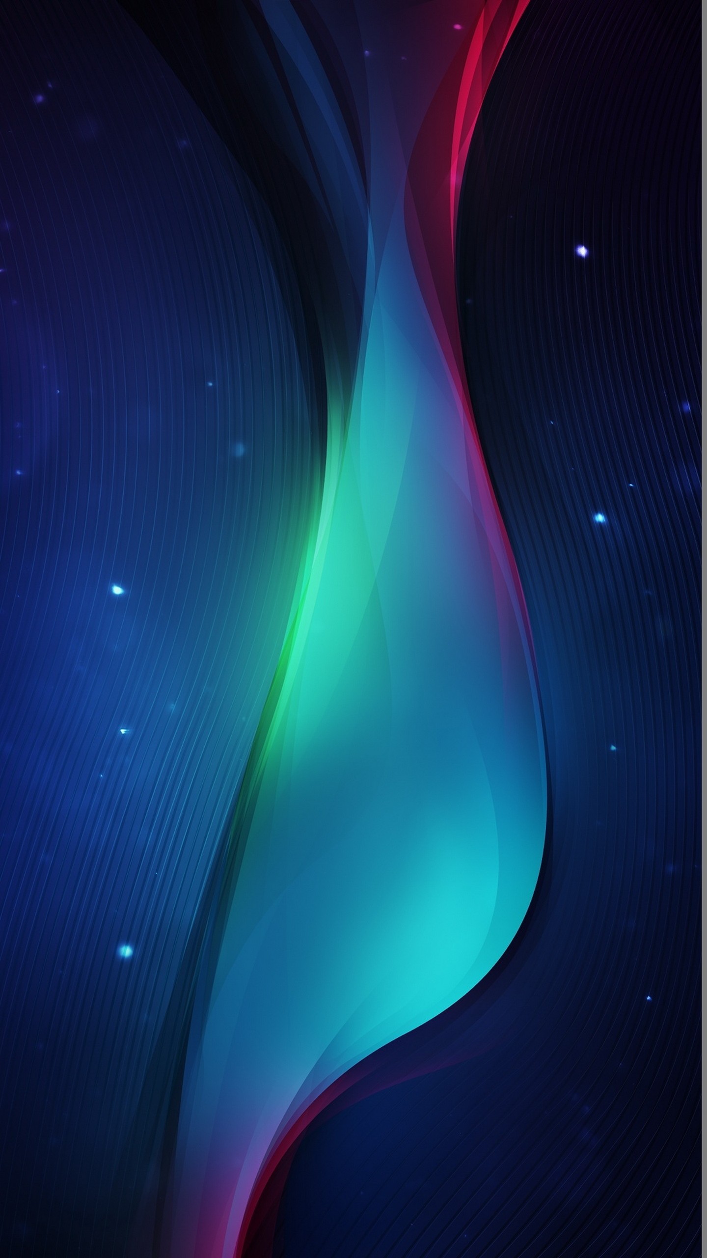 Onda luminosa, Sfondo blu scuro, Astratto, QHD+, schermata di blocco Android