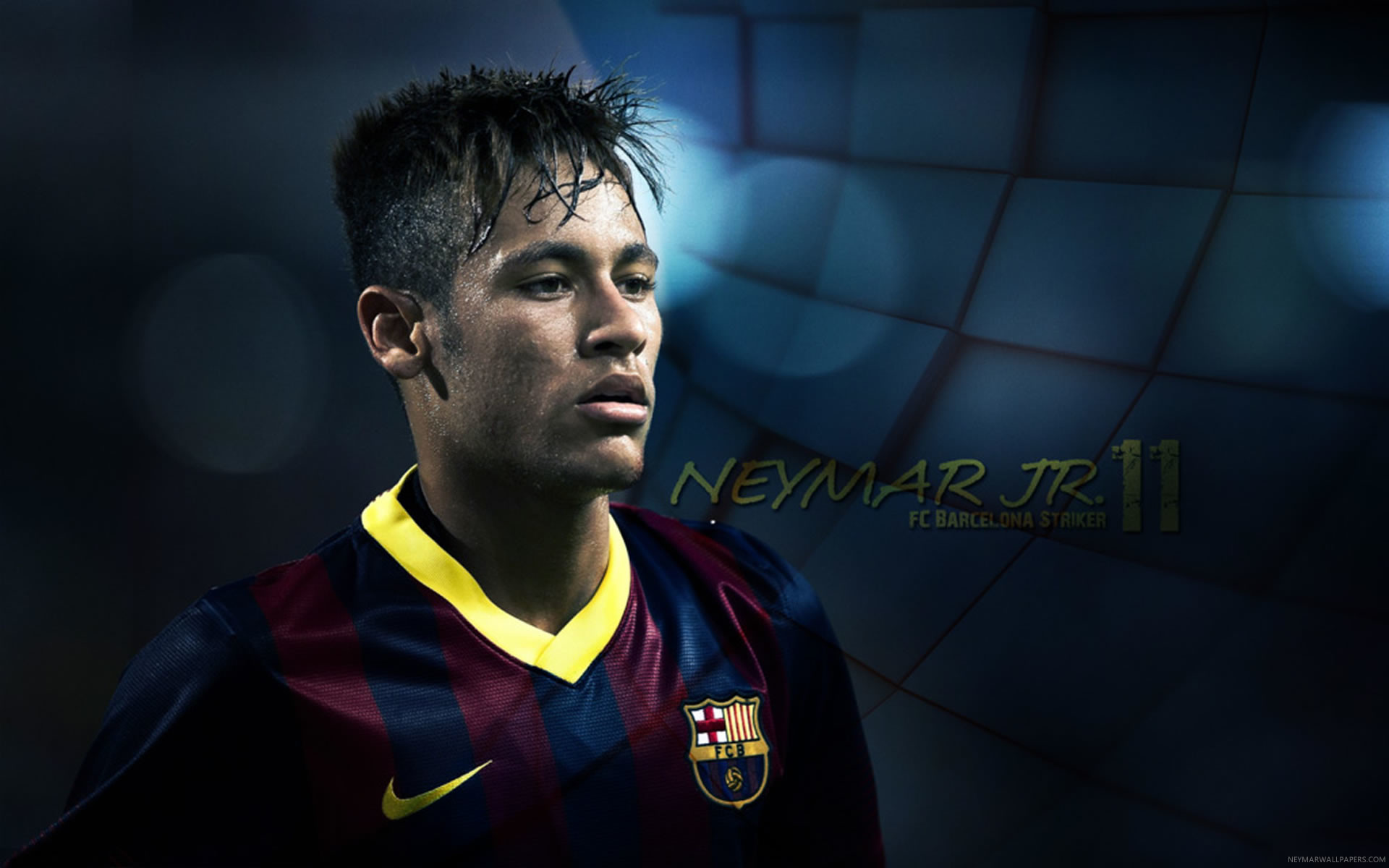 Neymar, FC Barcelona, Primo piano, Blu scuro, 16:10 Full HD, sfondo widescreen