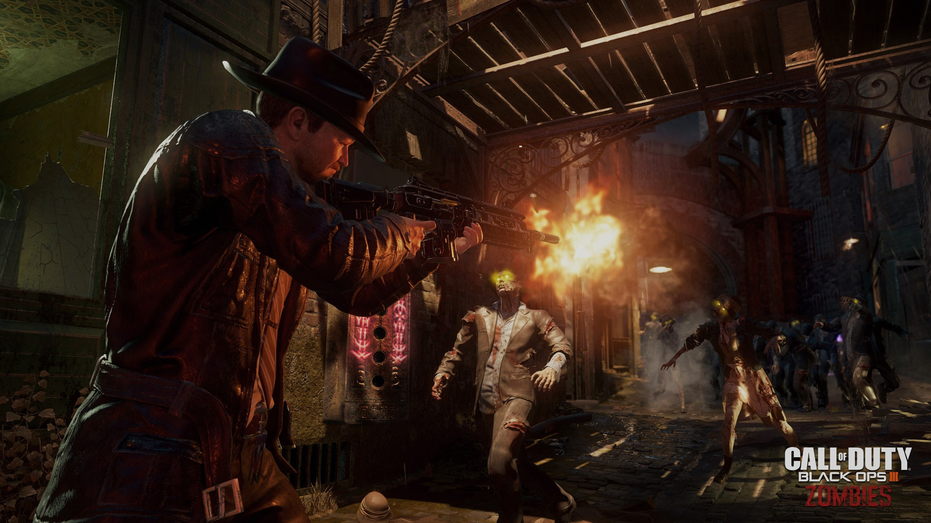 Call of Duty: Black Ops III, Shadows of Evil, Zombie, Sparatoria, sfondo Full HD per PC