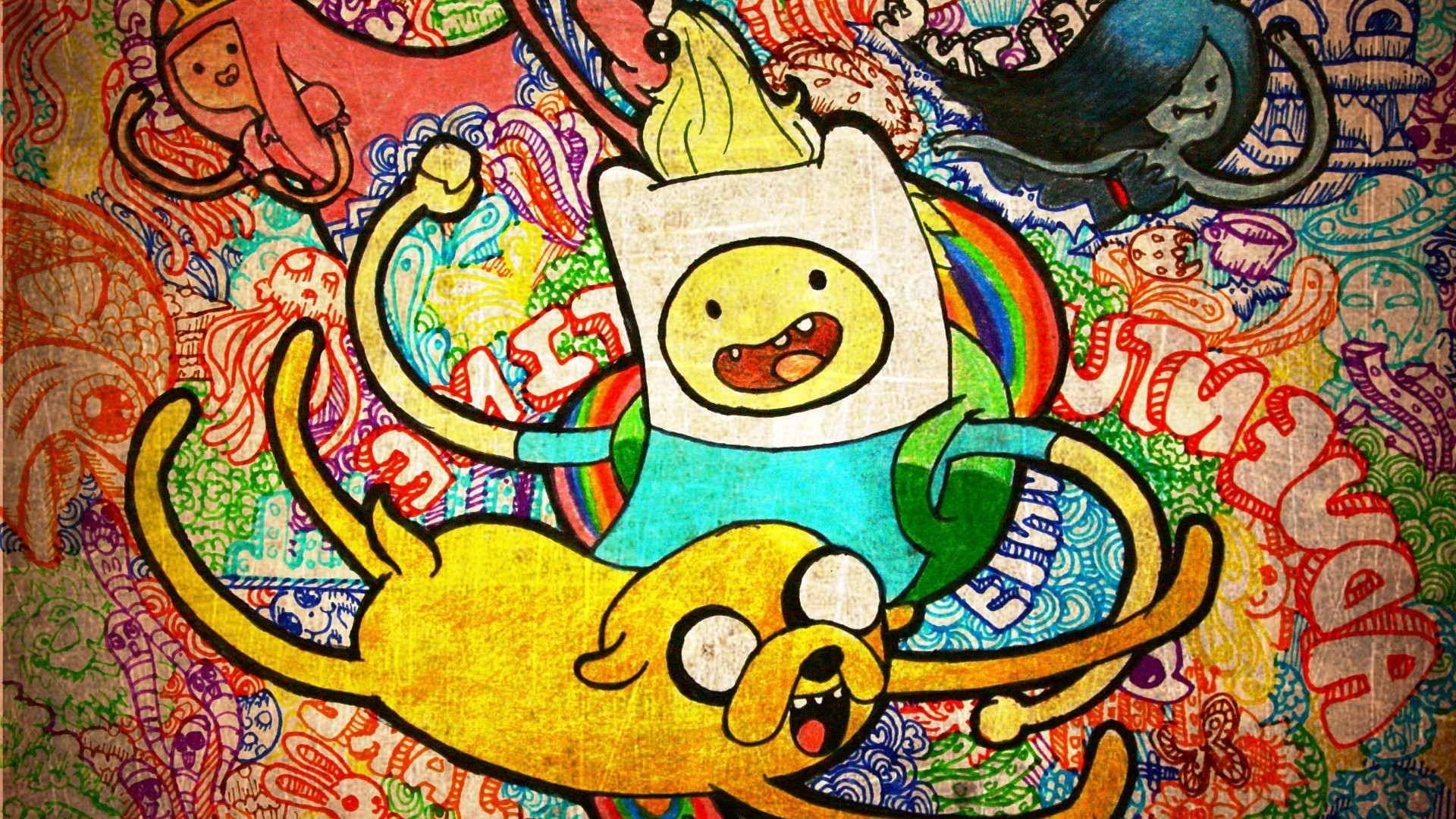 Finn, Jake, Adventure Time, Graffiti, Cartoon, 1920x1080, sfondo per PC