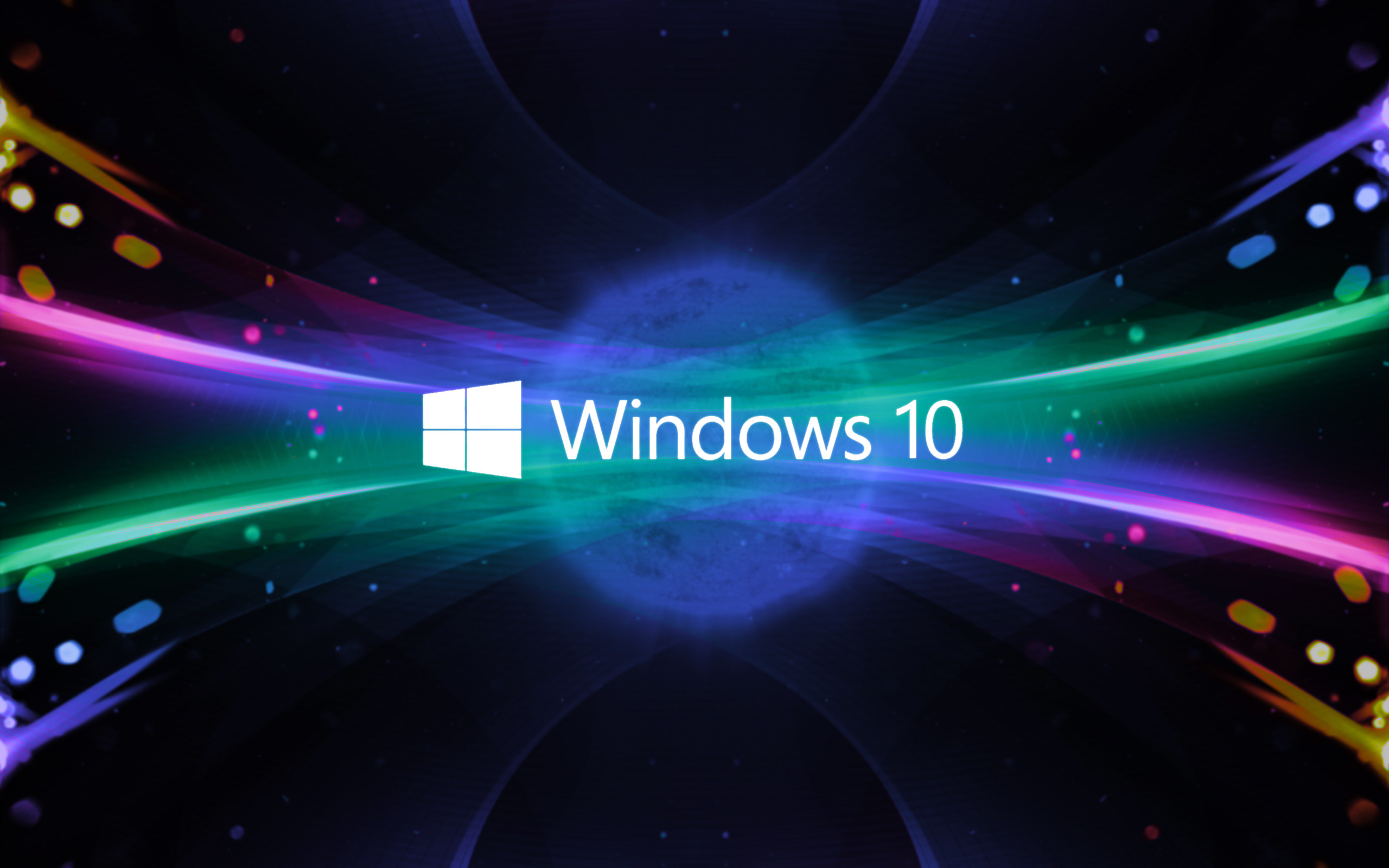 Windows 10, Logo Windows, Onde colorate, Sfondo scuro, 2K, wallpaper per computer