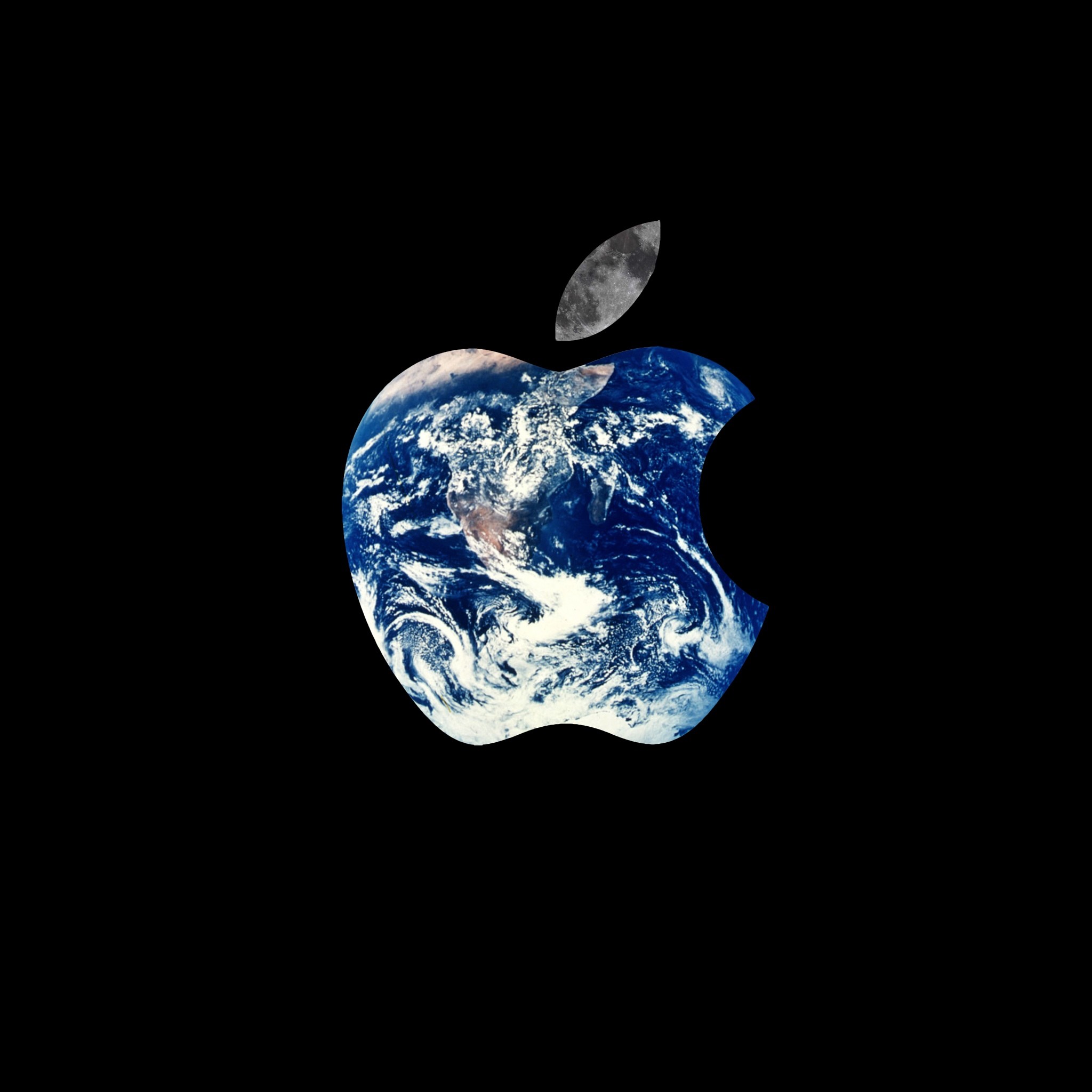 Logo Apple, Terra, Sfondo nero, Full HD, schermata di blocco iPhone 16