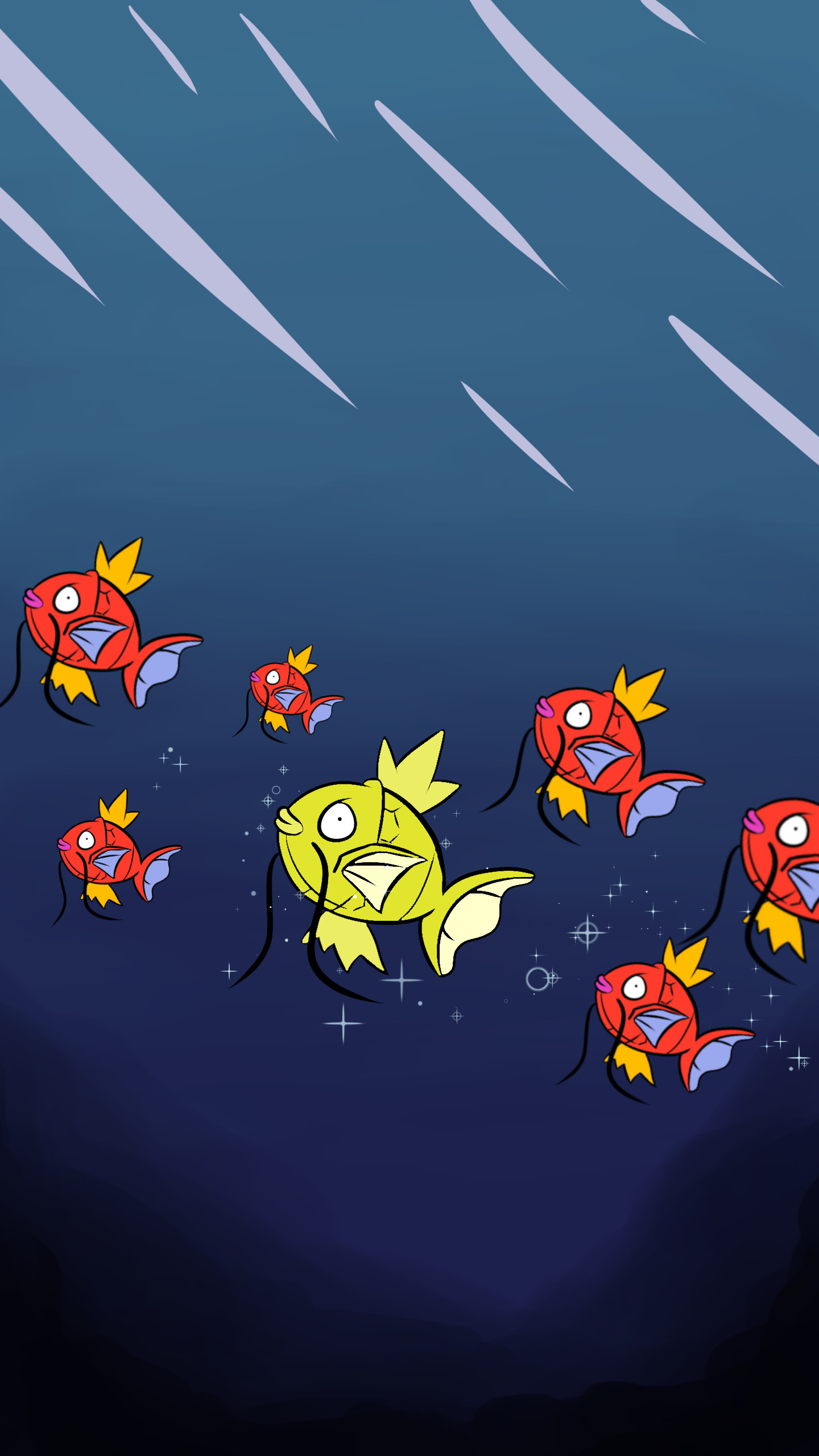 Magikarp, Gyarados, Pokémon, Minimalista, Blu, sfondo QHD+ per smartphone