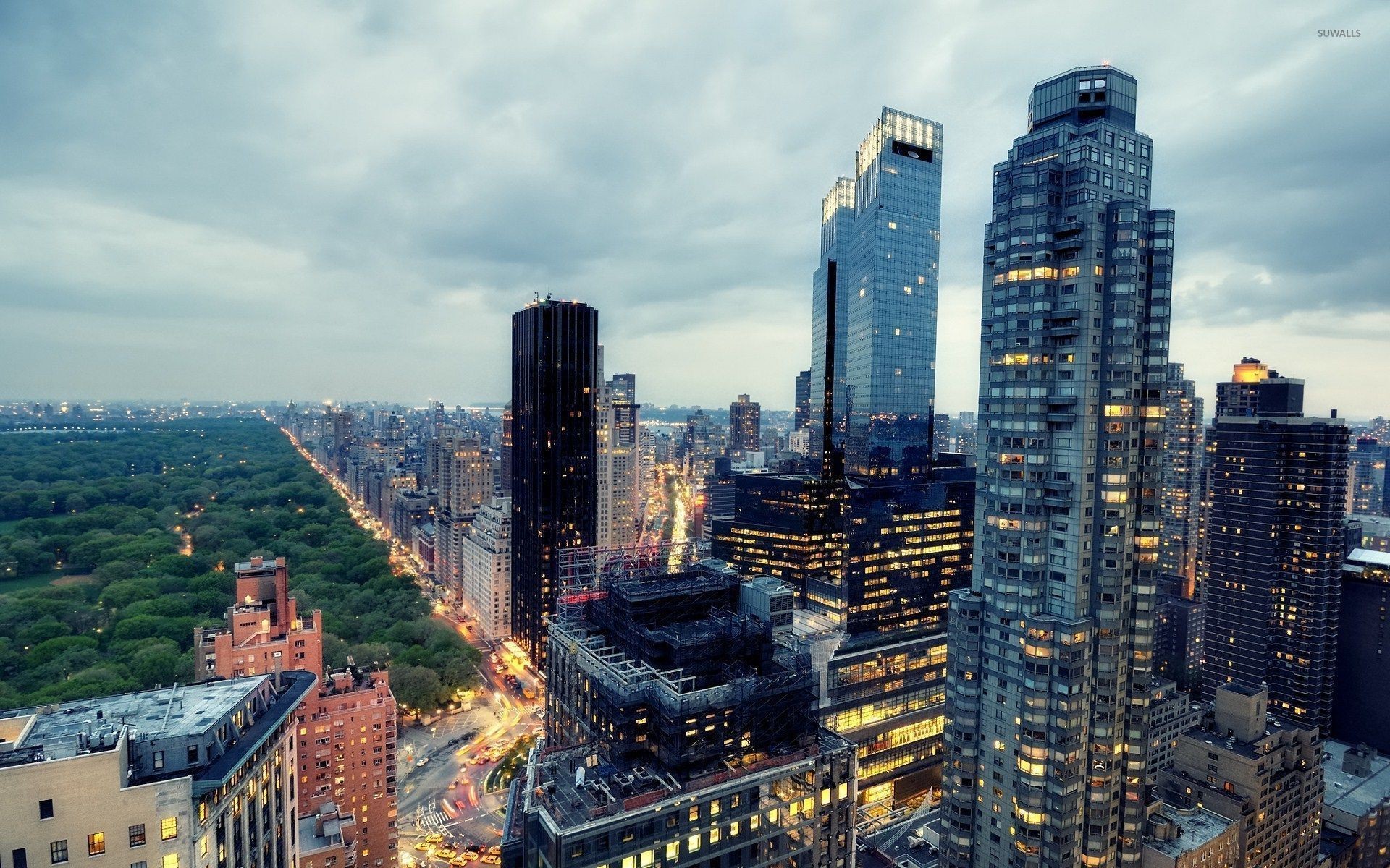 Central Park, Manhattan, Grattacieli, Vista dall'alto, Full HD, wallpaper per portatile