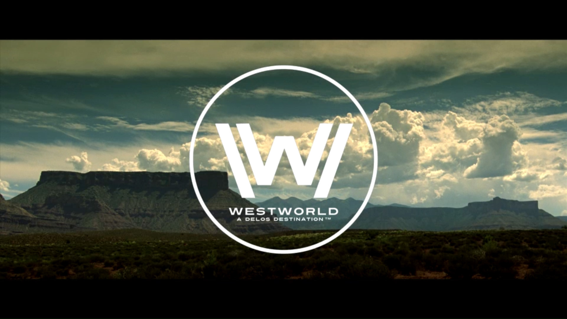 Westworld, Logo, A Delos Destination, Altopiano, Nuvole, Full HD, sfondo desktop