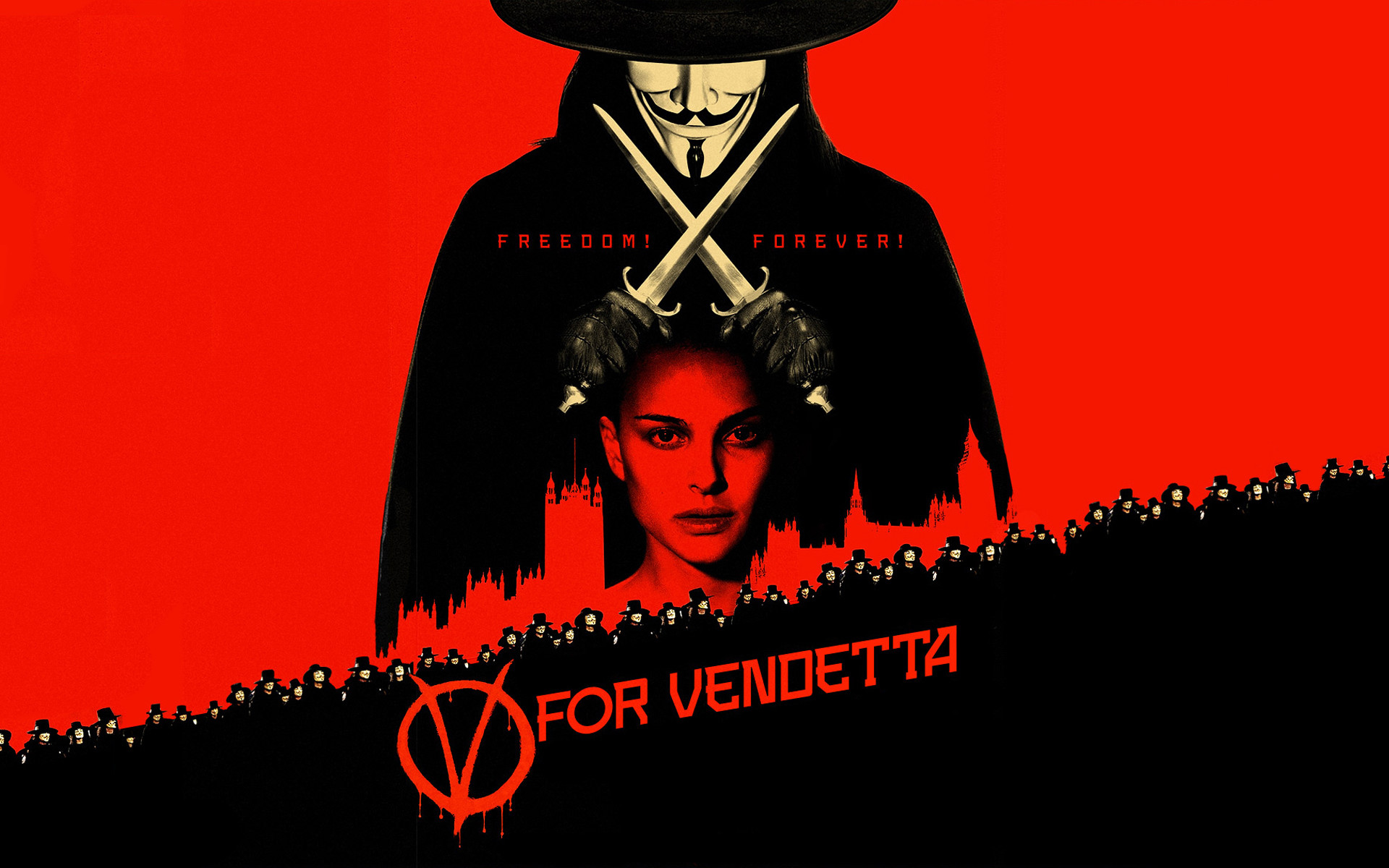 V per Vendetta, V, Evey Hammond, Natalie Portman, Poster, Rosso, sfondo MacBook Air