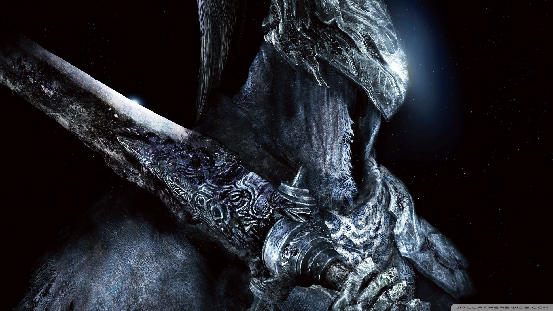 Dark Souls, Cavaliere, Spadone, Primo piano, Blu scuro, Full HD, sfondo per PC e portatile