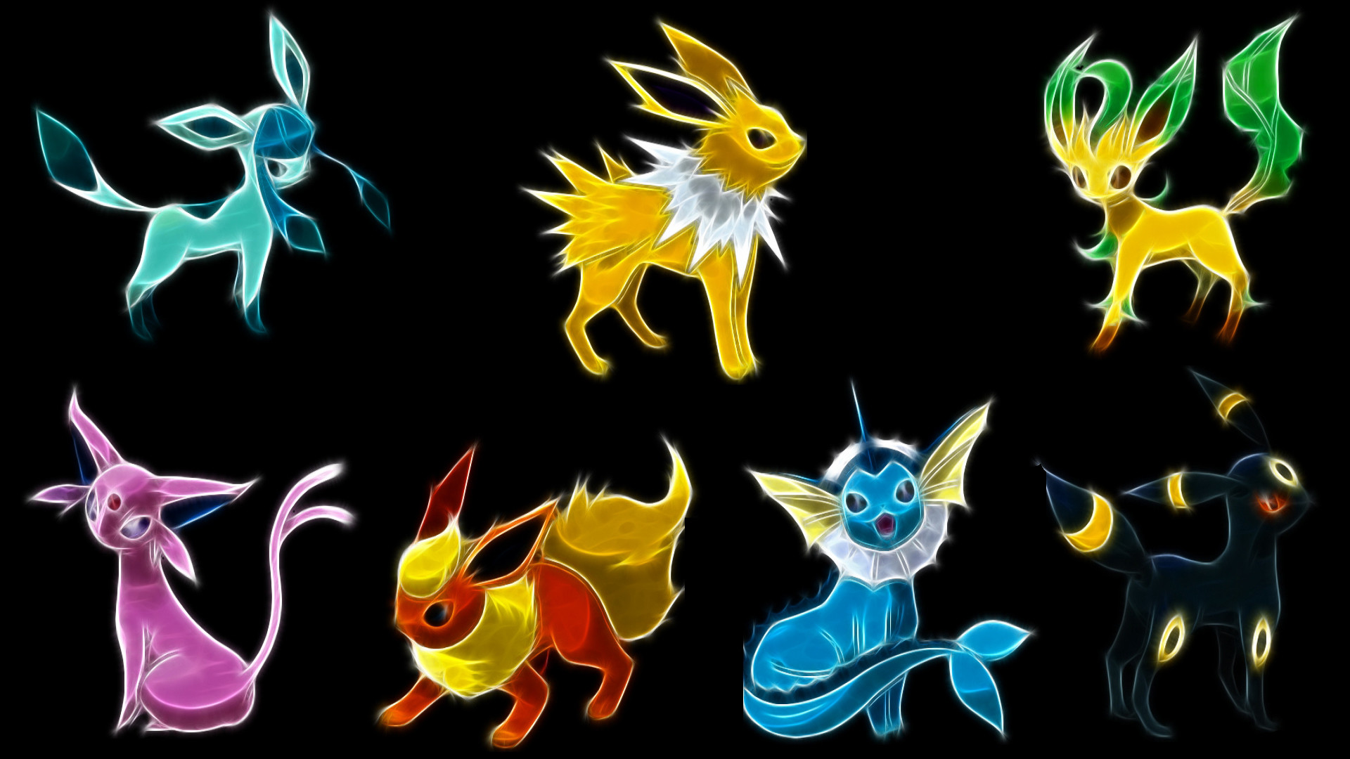 Eeveeluzioni, Umbreon, Jolteon, Espeon, Vaporeon, Pokémon, Full HD, sfondo Windows 11