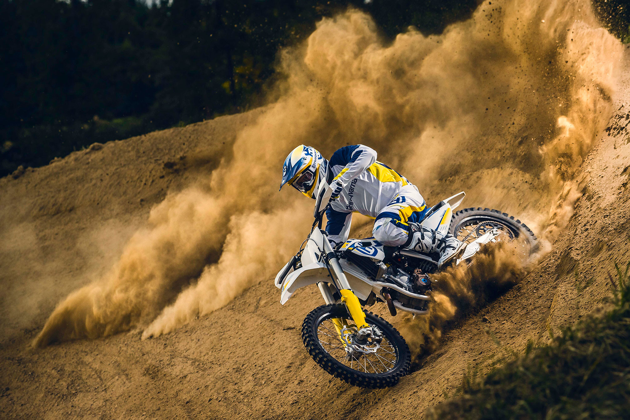 Husqvarna, Motocross, Polvere, Curva, Full HD, sfondo desktop