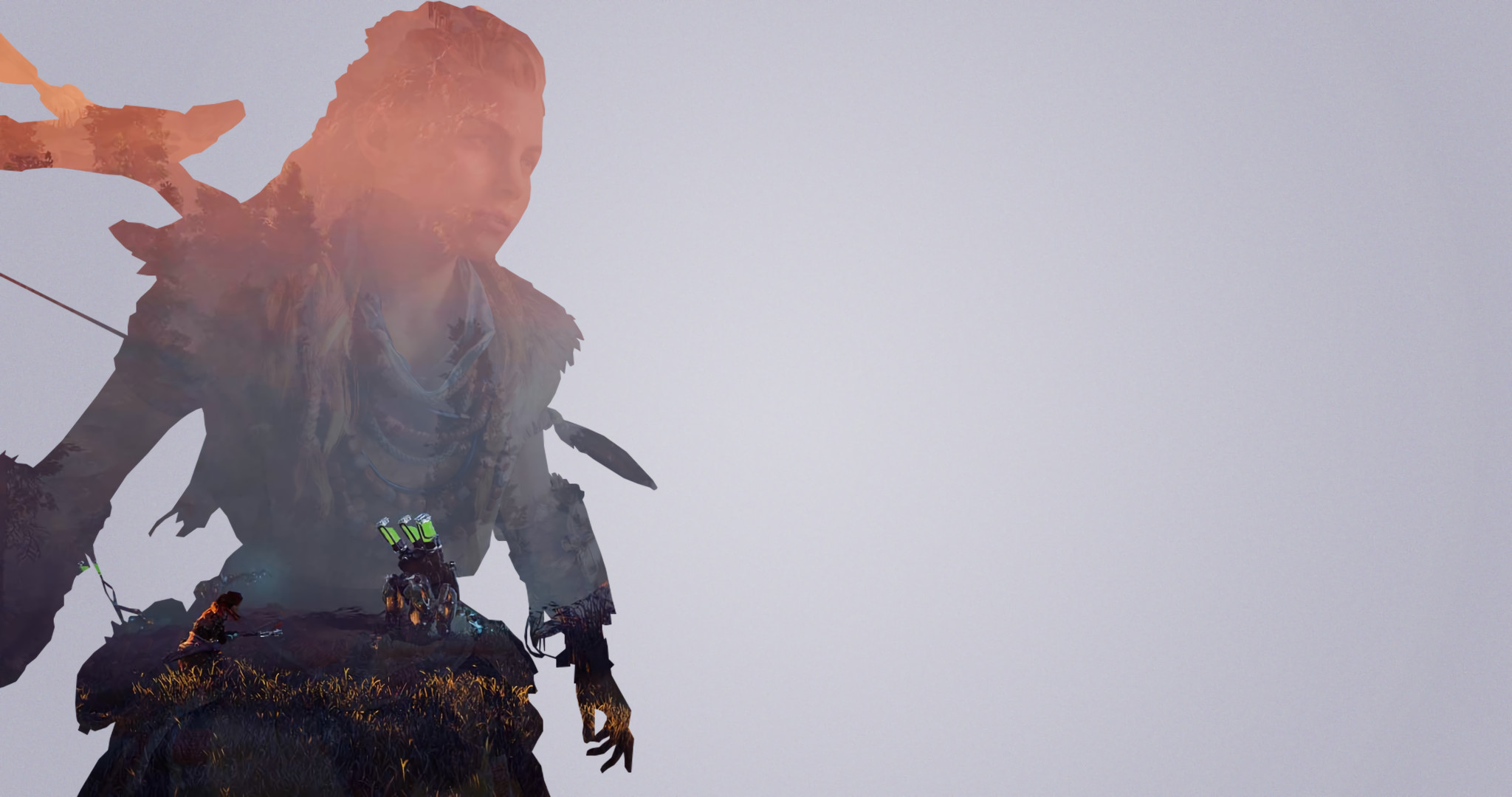 Aloy, Horizon Zero Dawn, Silhouette, Doppia esposizione, Full HD, sfondo per portatile