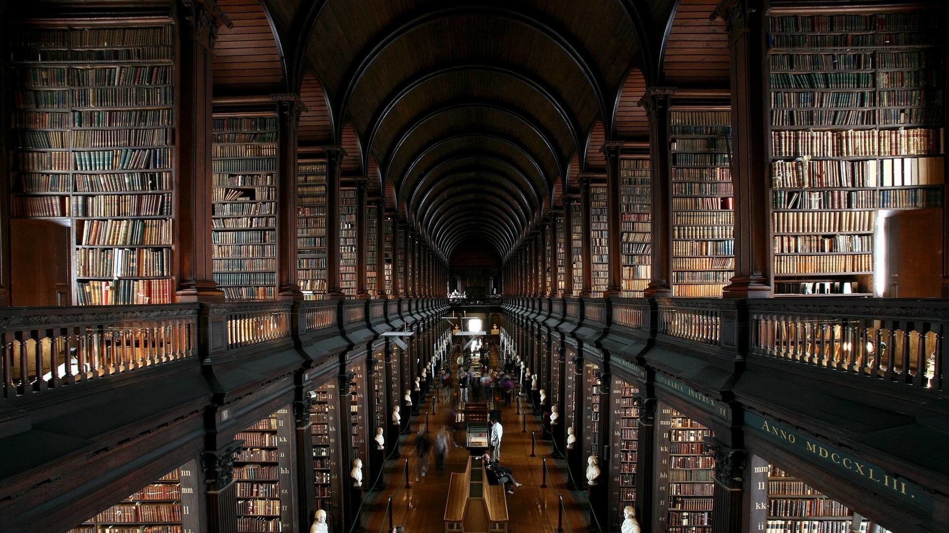 Long Room, Trinity College, Dublino, Biblioteca storica, Full HD 1080p, sfondo desktop
