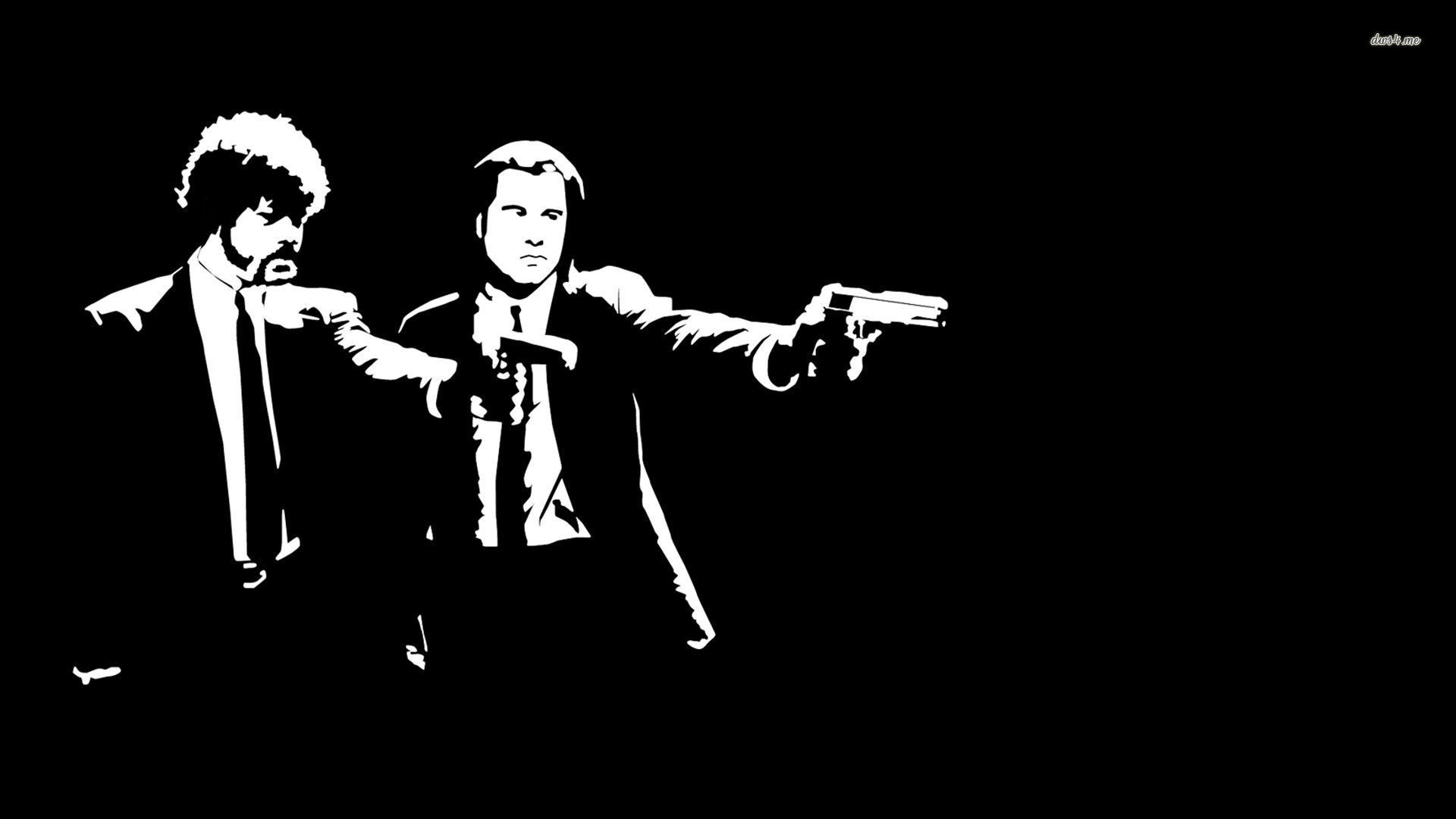 Jules Winnfield, Vincent Vega, Pulp Fiction, Sfondo nero, Full HD, wallpaper per computer
