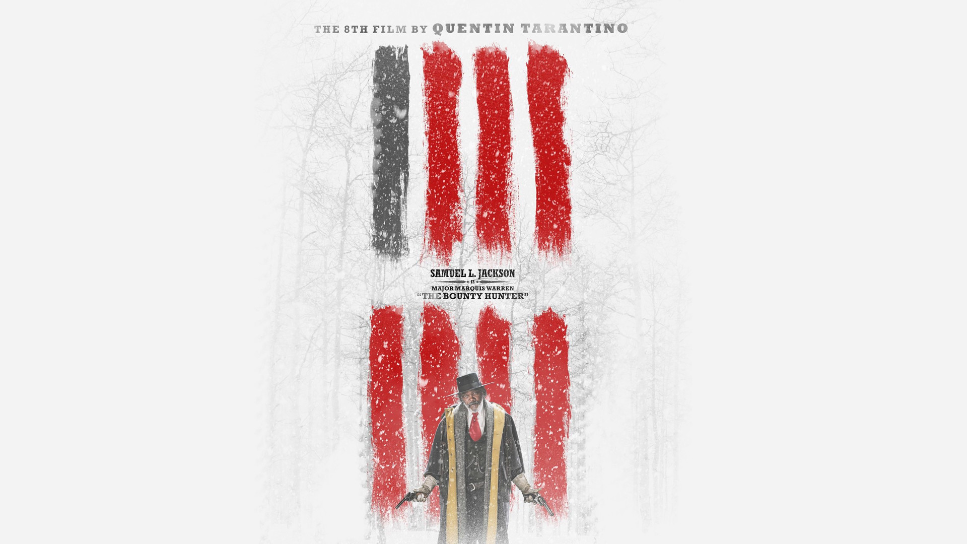 The Hateful Eight, Samuel L. Jackson, Teaser poster, Strisce rosse, sfondo Windows 11