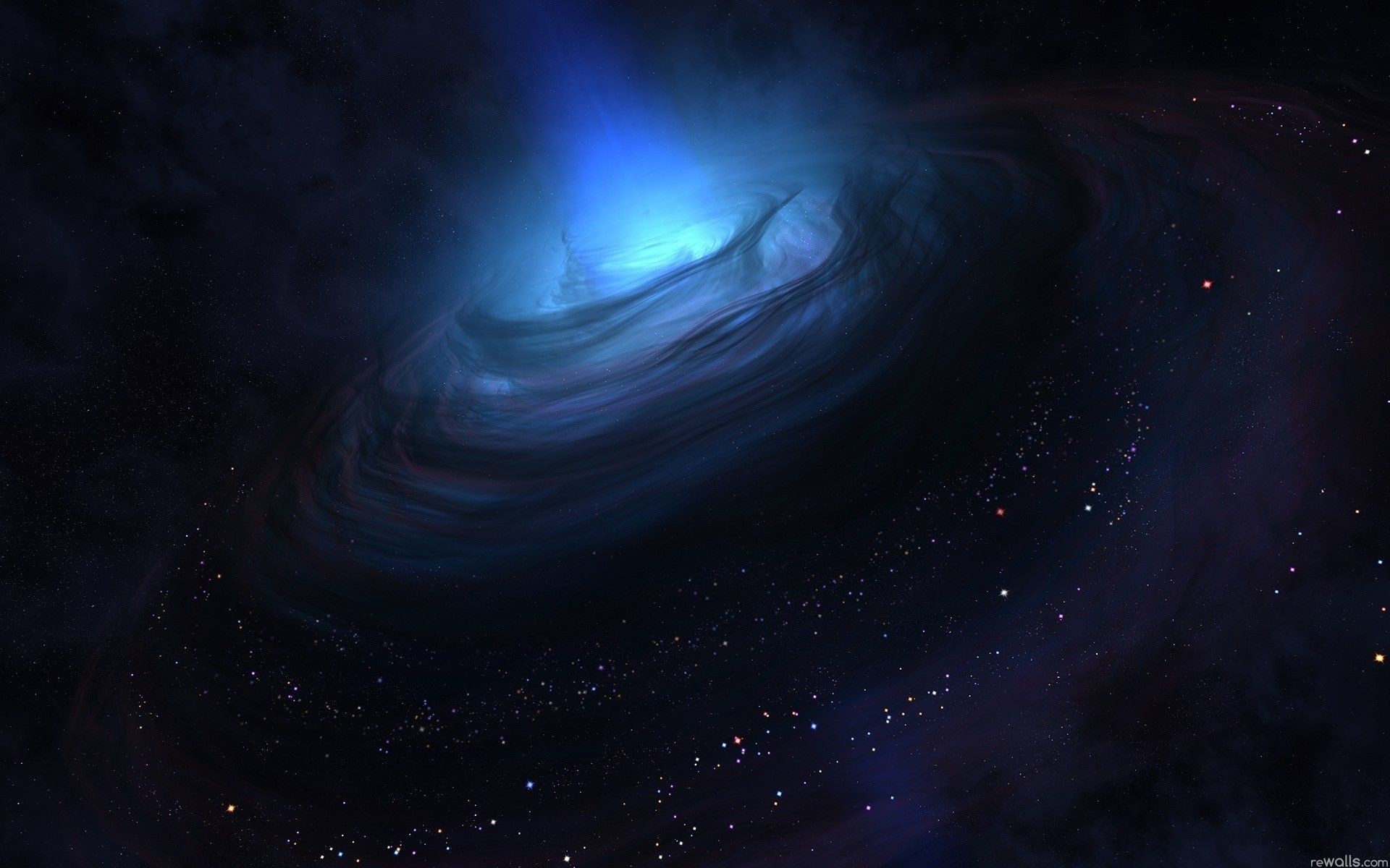 Buco nero, Vortice, Blu, Spazio profondo, 16:10 Full HD, wallpaper widescreen