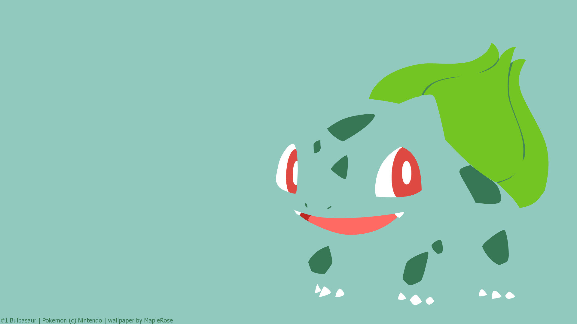 Bulbasaur, Pokémon, Minimalista, Verde acqua, Full HD, sfondo per PC e portatile