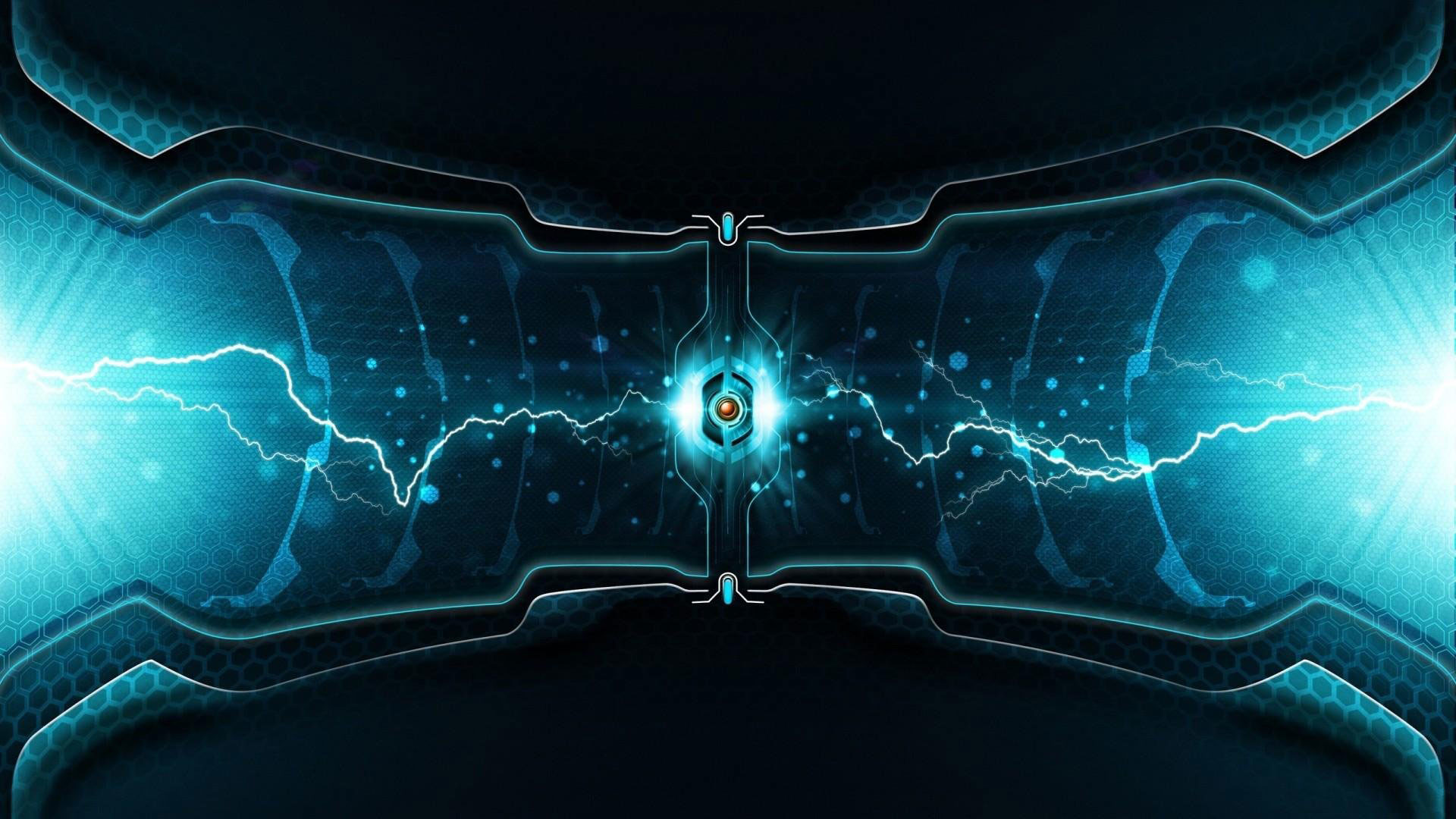 Energia elettrica, Fulmini, Ciano, Fantascienza, 16:9 Full HD, sfondo widescreen
