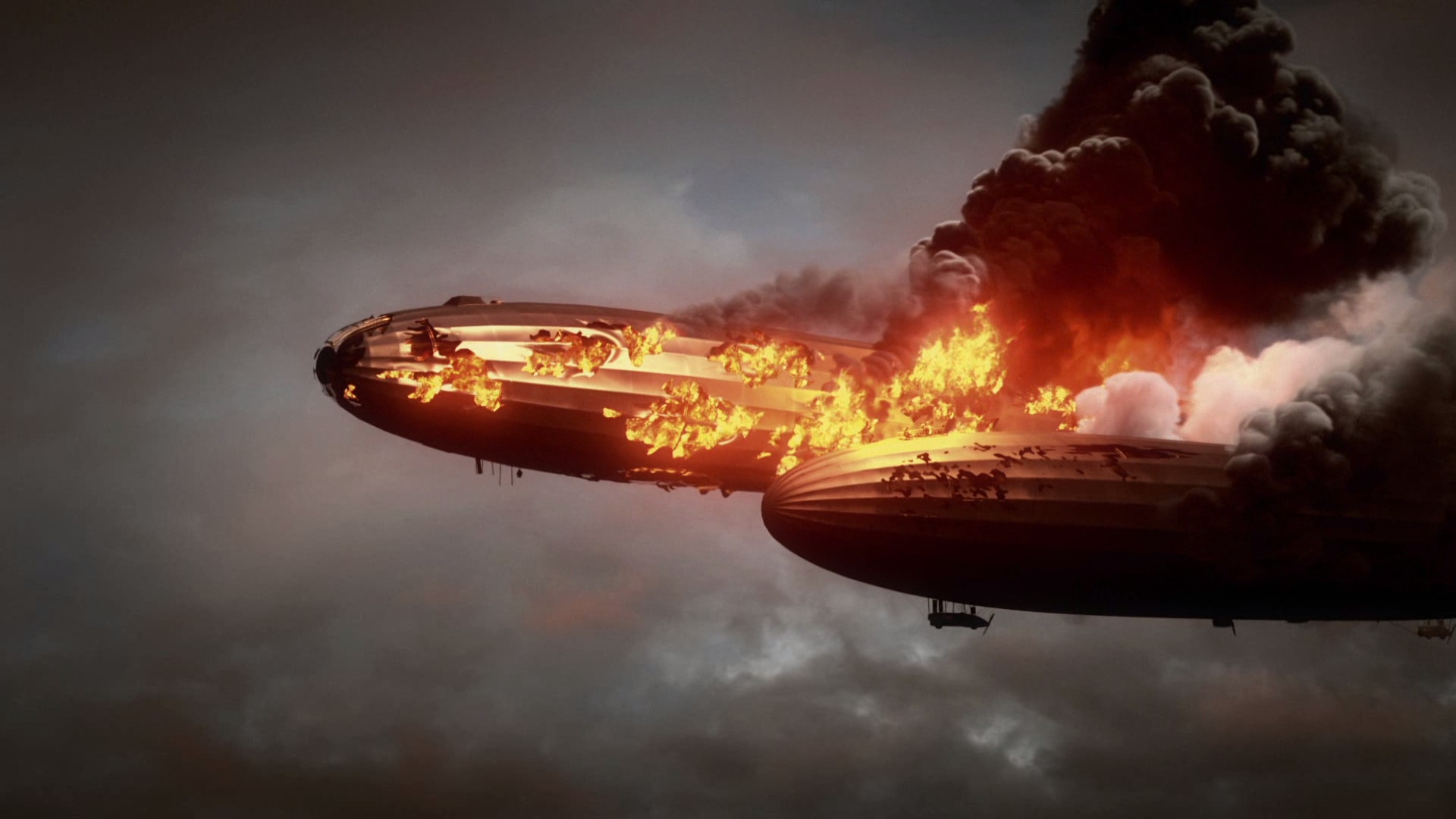 Battlefield 1, Dirigibile in fiamme, Zeppelin, Fumo nero, 1920x1080, wallpaper desktop