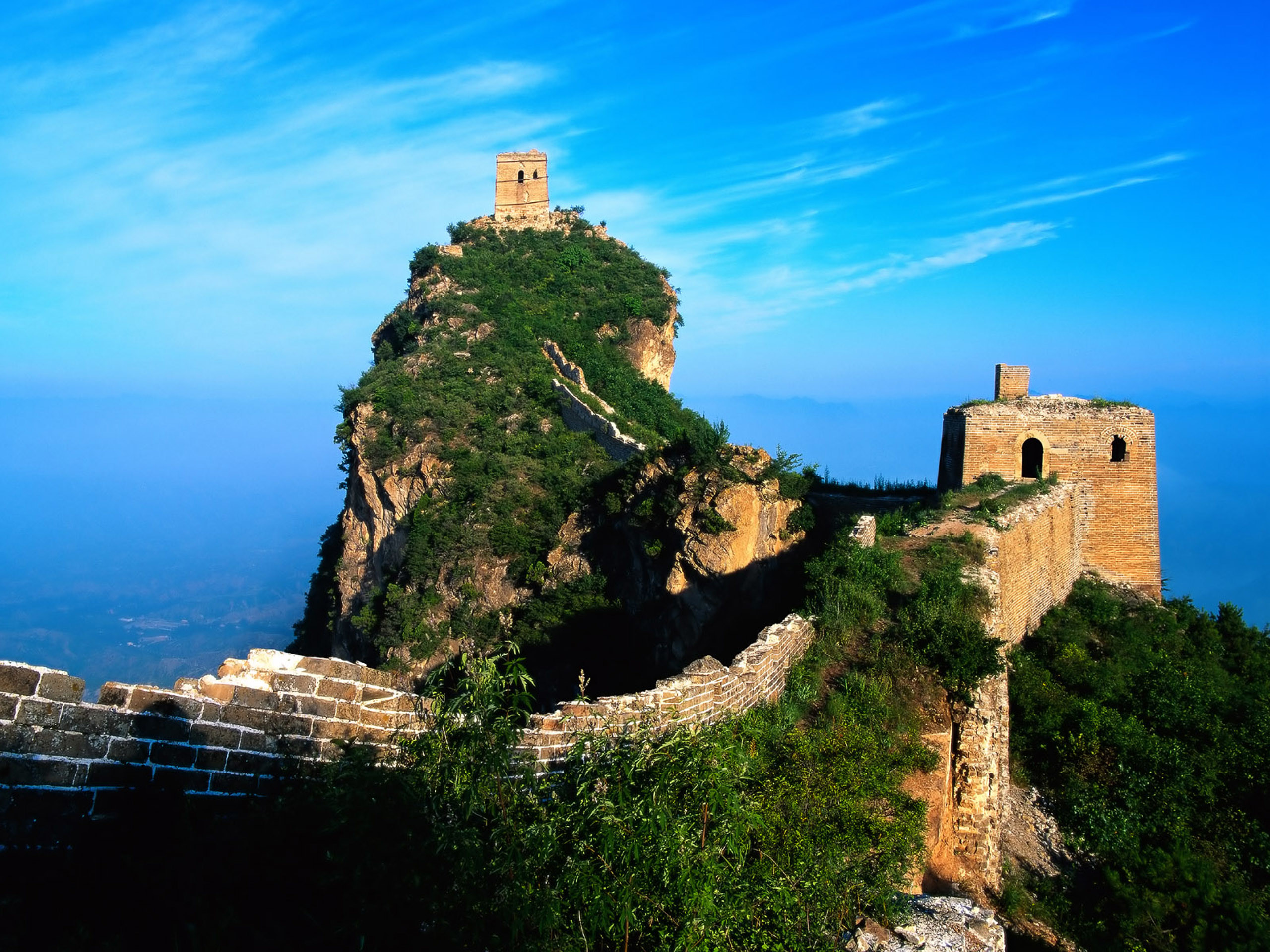 Grande Muraglia cinese, Cina, Torre di guardia, Cielo azzurro, 2K, sfondo per iPad e tablet