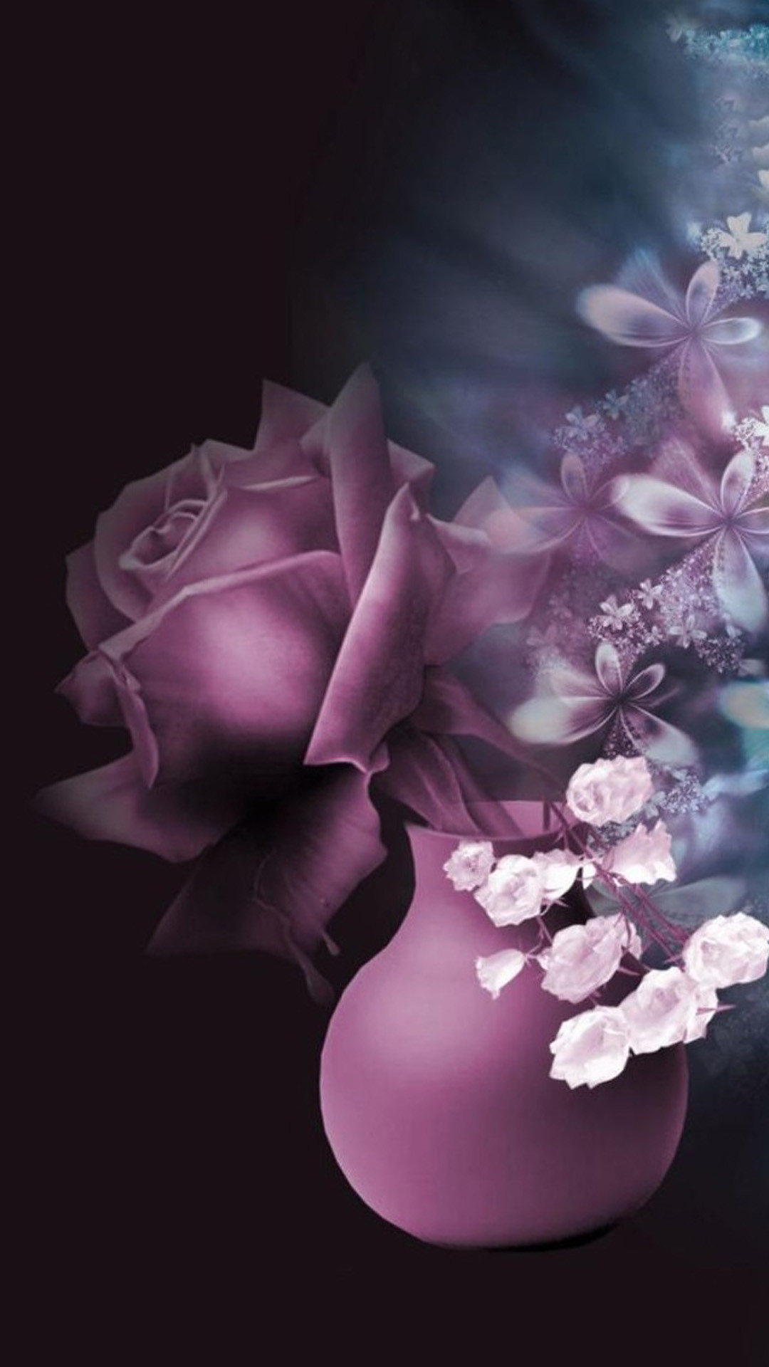 Rosa, Vaso, Fiori, Viola, Full HD, sfondo iPhone