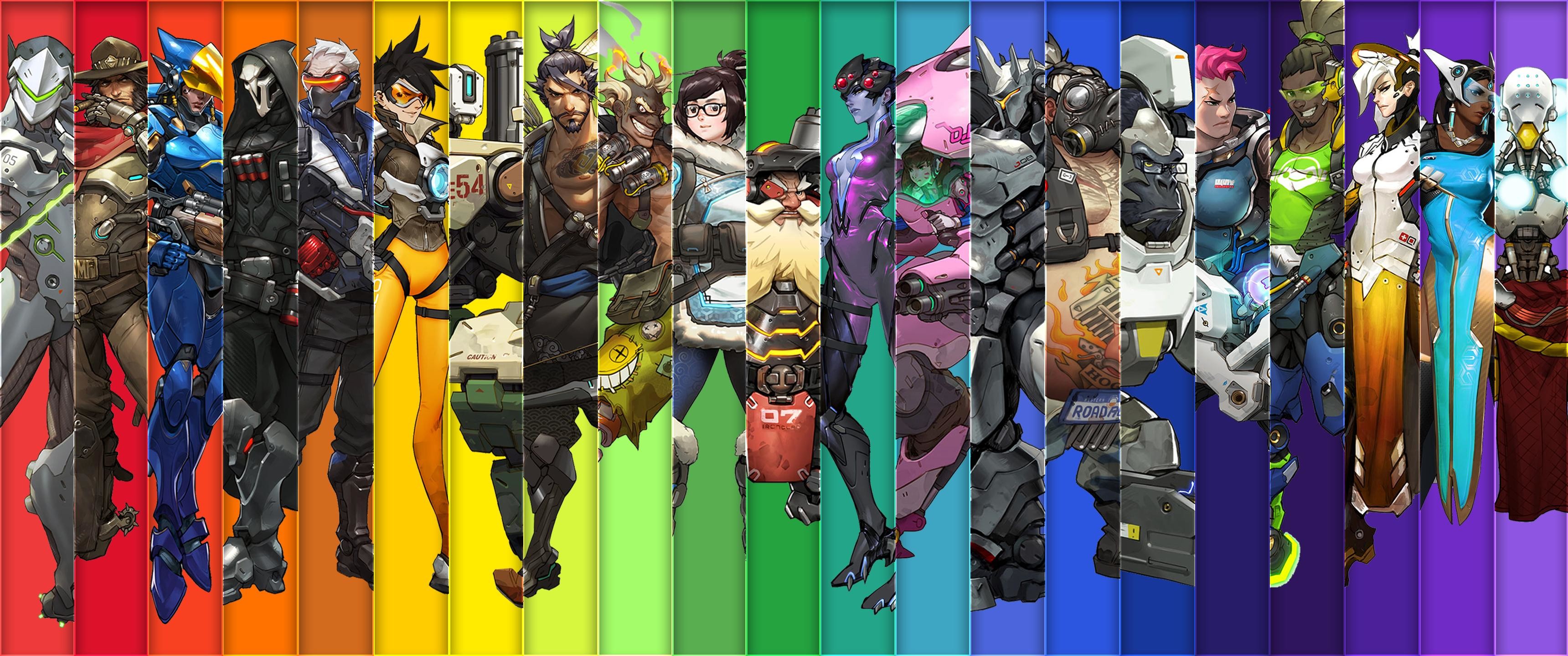 Overwatch, Eroi di Overwatch, Arcobaleno, Strisce, 2K 1440p, sfondo desktop