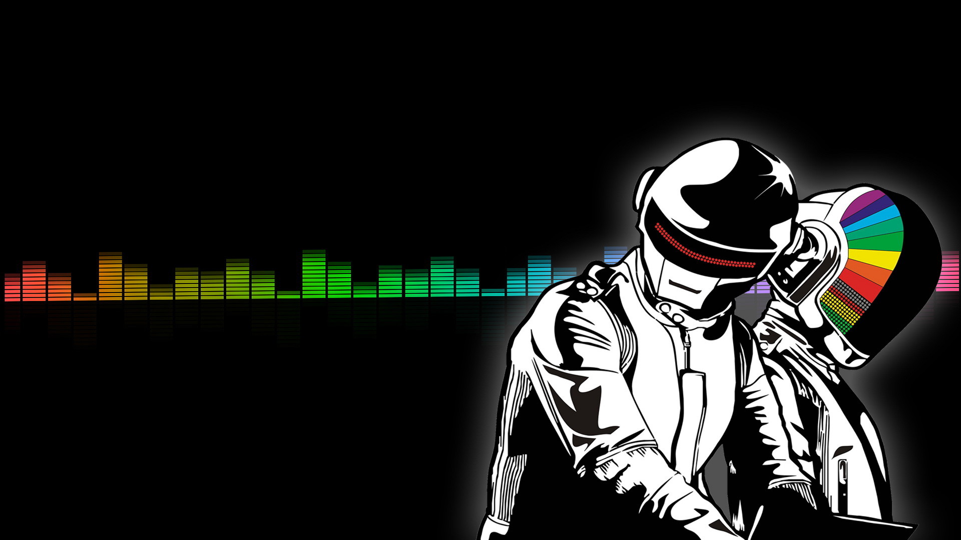 Daft Punk, Equalizzatore, Illustrazione, Sfondo nero, Full HD, wallpaper per PC