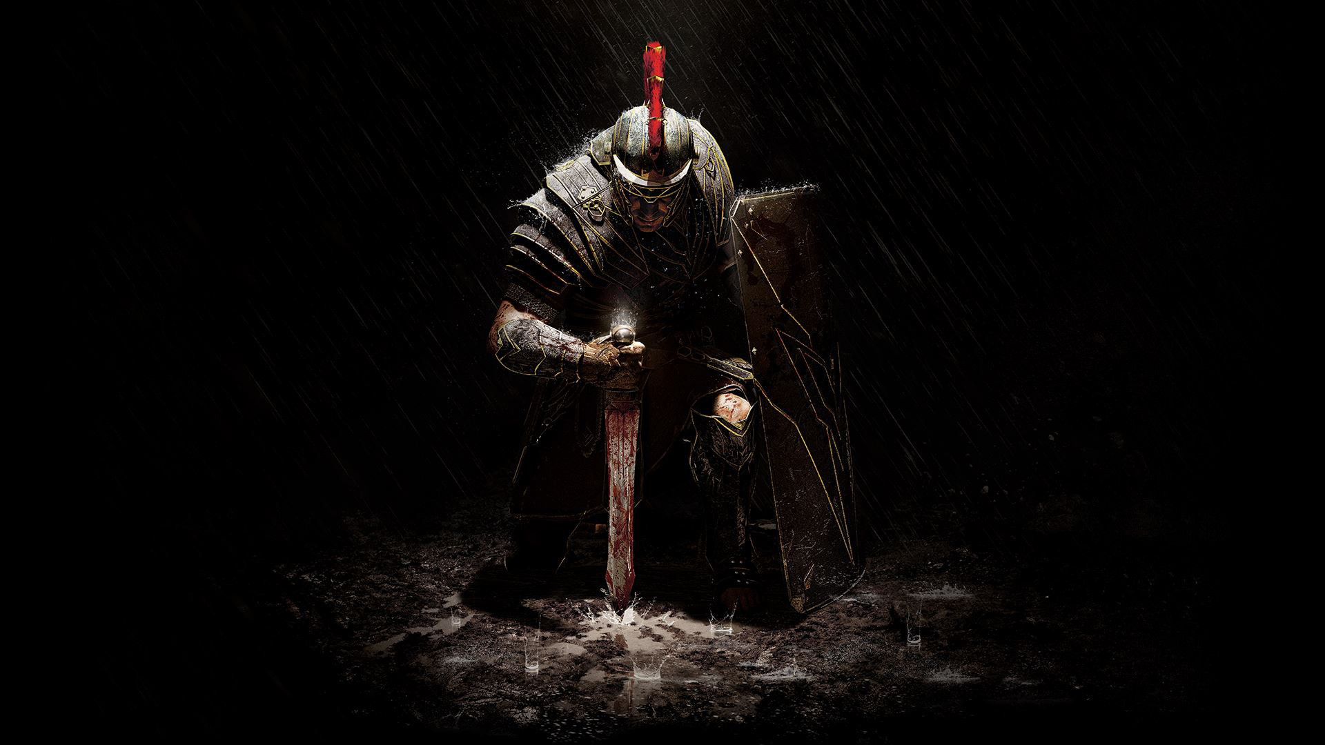 Legionario romano, Gladiatore, Spada, Sfondo scuro, 1920x1080, wallpaper desktop