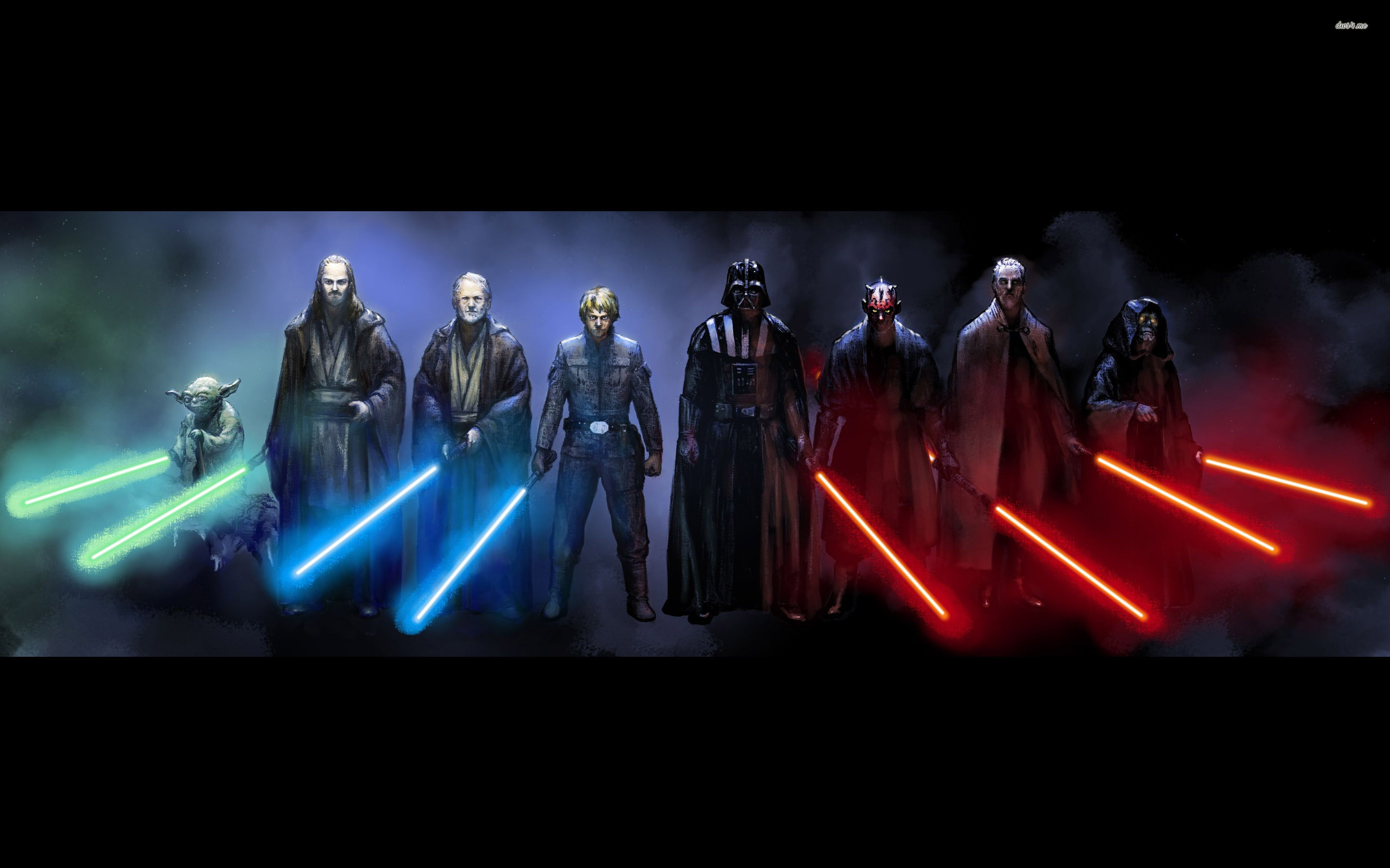 Yoda, Obi-Wan Kenobi, Darth Vader, Darth Sidious, Spade laser, Jedi e Sith, sfondo 2880x1800 per PC
