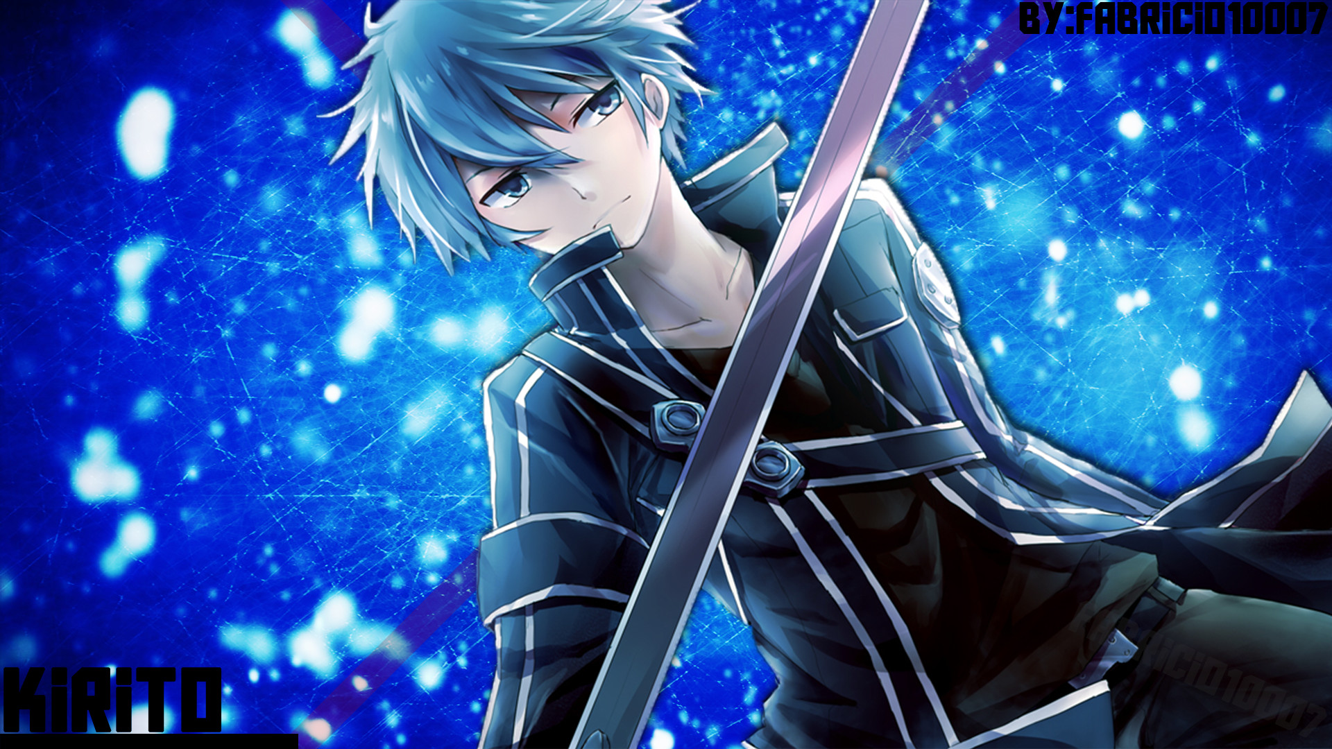 Kirito, Sword Art Online, Blu, Spada, 16:9 Full HD, sfondo widescreen